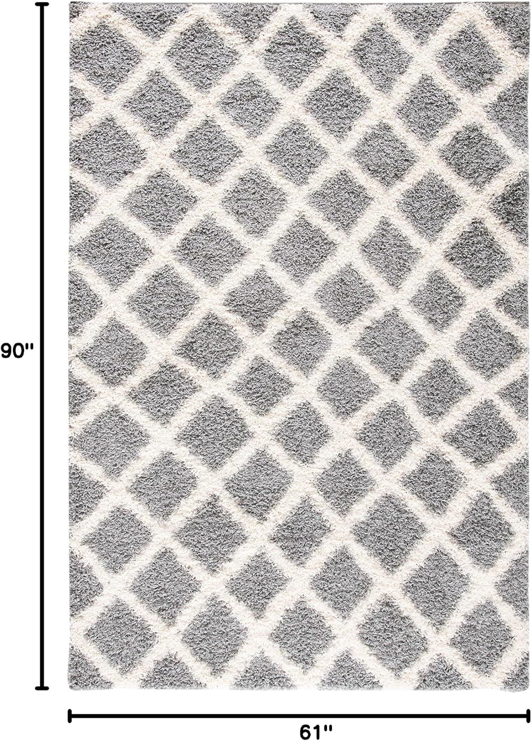 image:imageSAFAVIEH Dallas Shag Collection Area Rug 86 x 12 Dark Grey amp Ivory Trellis Design NonShedding amp Easy Care 15inch Thick Ideal for High Traffic Areas in Living Room Bedroom SGDS258AGreyIvory
