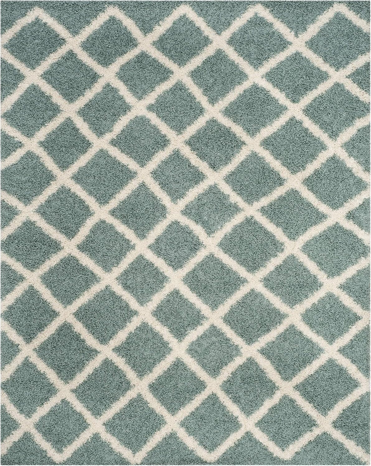 image:imageSAFAVIEH Dallas Shag Collection Area Rug 86 x 12 Dark Grey amp Ivory Trellis Design NonShedding amp Easy Care 15inch Thick Ideal for High Traffic Areas in Living Room Bedroom SGDS258ASeafoamIvory