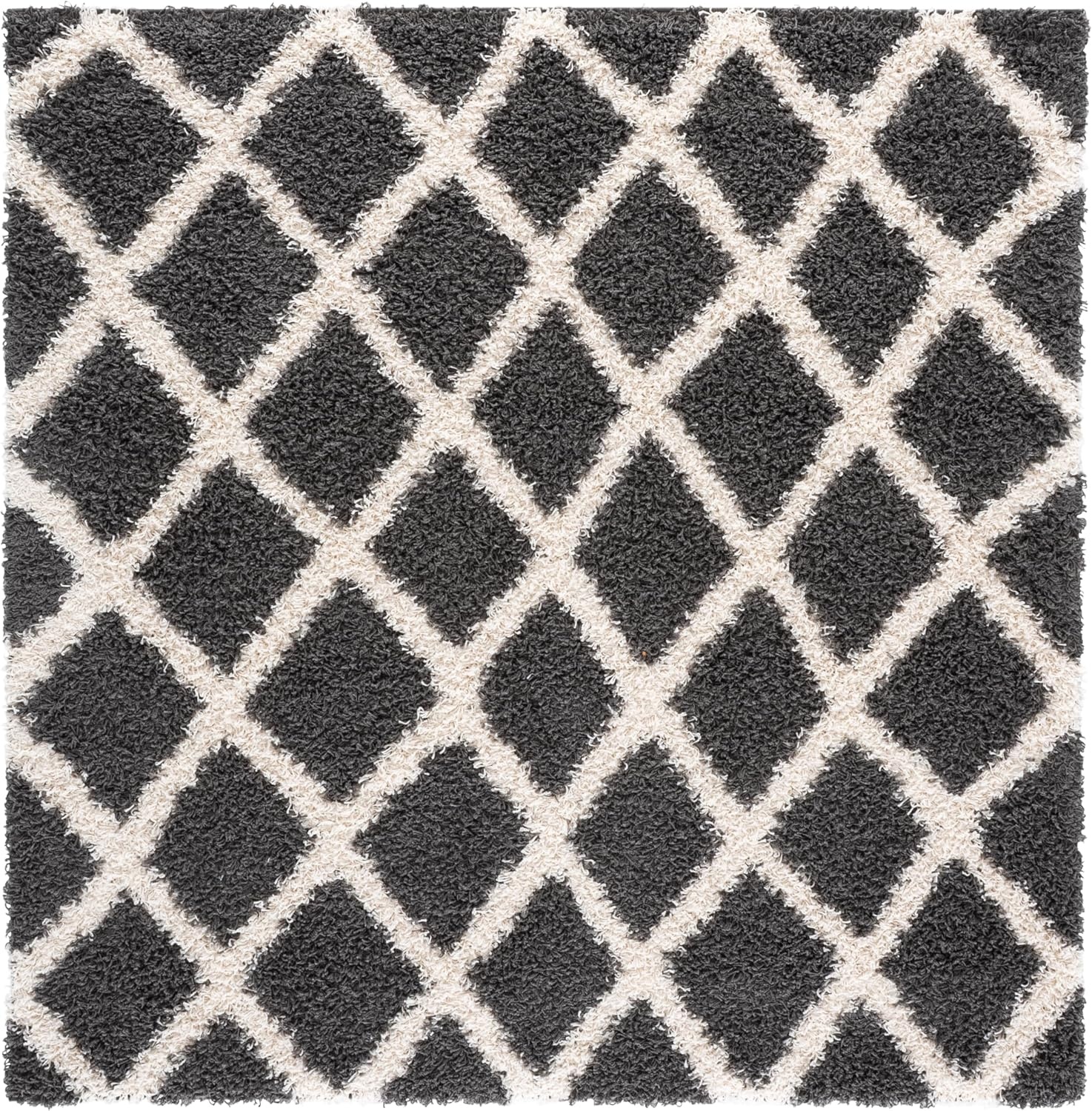 image:imageSAFAVIEH Dallas Shag Collection Area Rug 86 x 12 Dark Grey amp Ivory Trellis Design NonShedding amp Easy Care 15inch Thick Ideal for High Traffic Areas in Living Room Bedroom SGDS258ADark GreyIvory