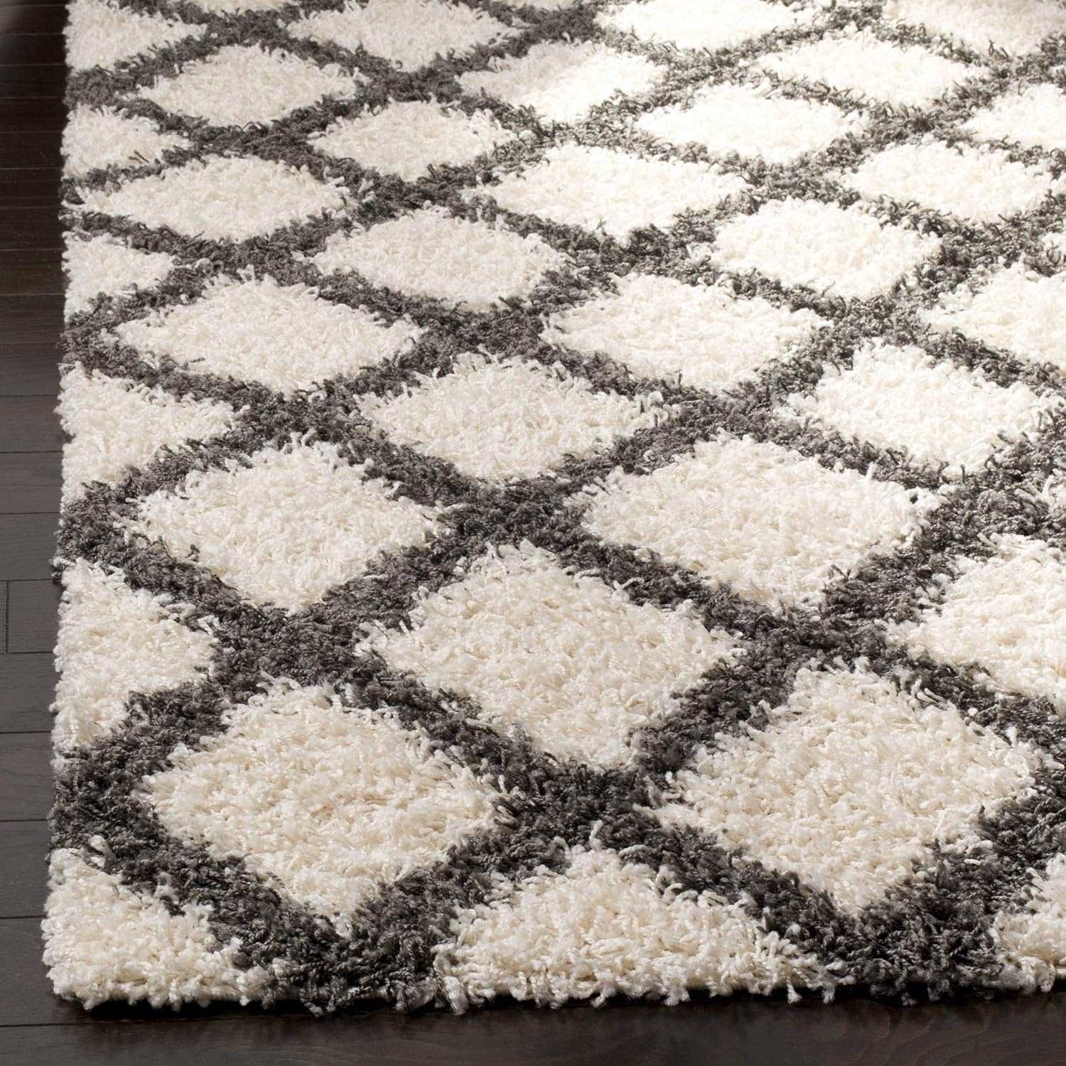 image:imageSAFAVIEH Dallas Shag Collection Area Rug 86 x 12 Dark Grey amp Ivory Trellis Design NonShedding amp Easy Care 15inch Thick Ideal for High Traffic Areas in Living Room Bedroom SGDS258AIvoryDark Grey