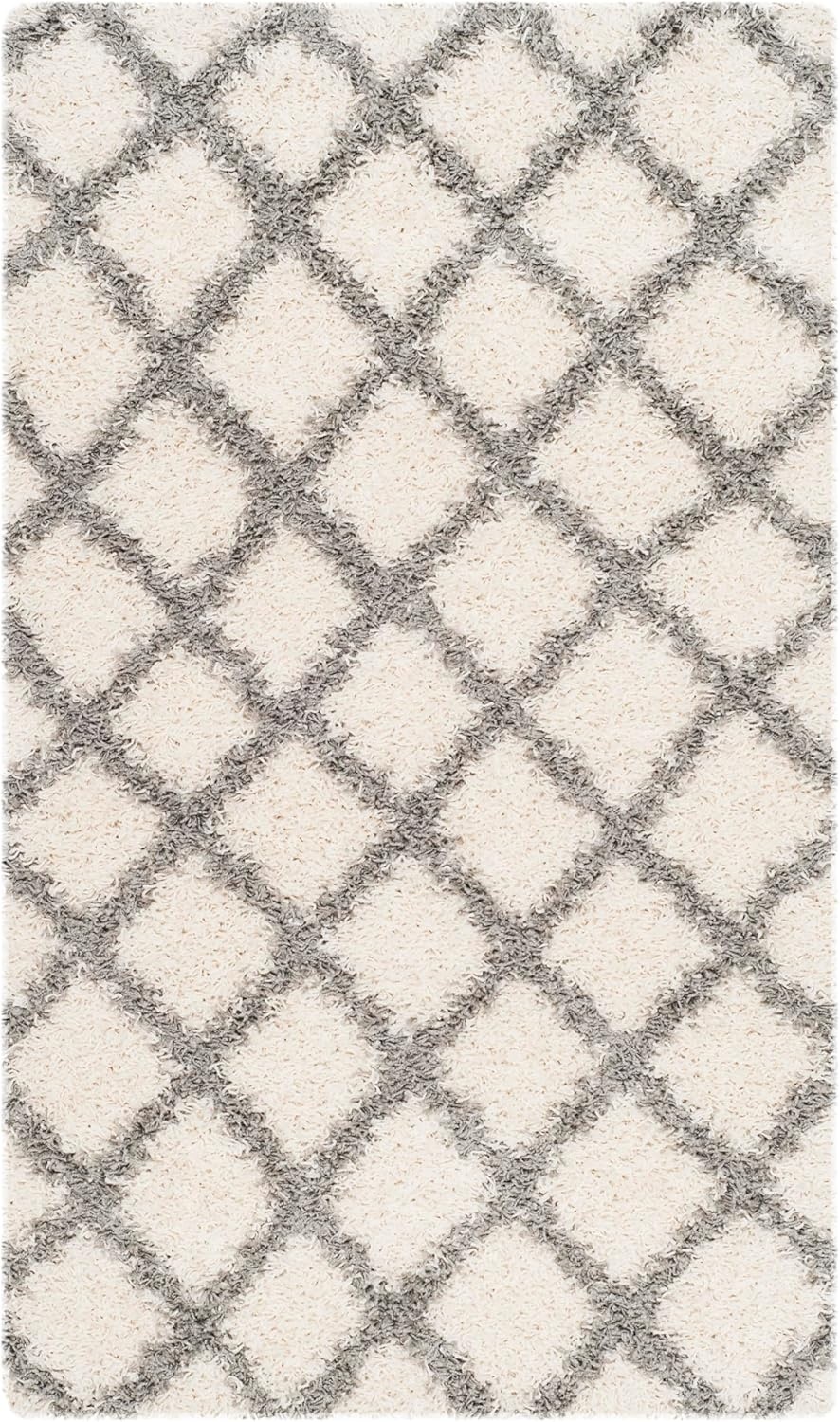 image:imageSAFAVIEH Dallas Shag Collection Area Rug 86 x 12 Dark Grey amp Ivory Trellis Design NonShedding amp Easy Care 15inch Thick Ideal for High Traffic Areas in Living Room Bedroom SGDS258AIvoryGrey
