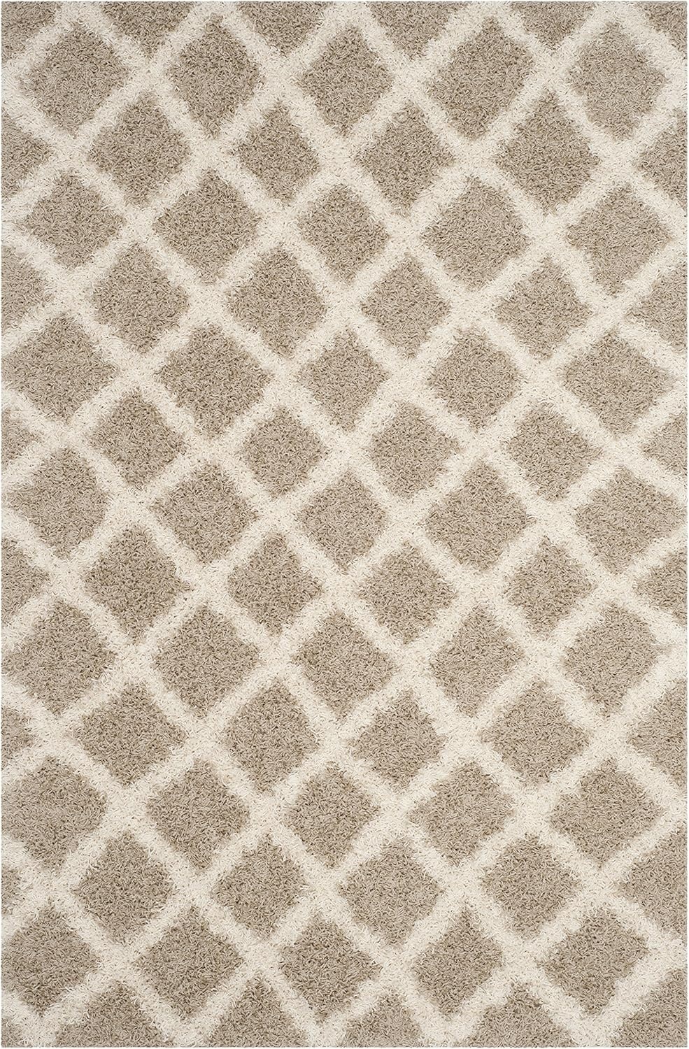 image:imageSAFAVIEH Dallas Shag Collection Area Rug 86 x 12 Dark Grey amp Ivory Trellis Design NonShedding amp Easy Care 15inch Thick Ideal for High Traffic Areas in Living Room Bedroom SGDS258ABeigeIvory