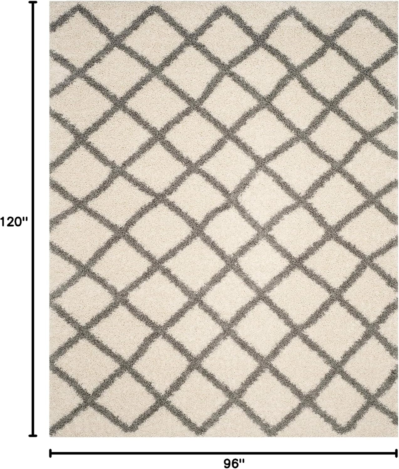 image:imageSAFAVIEH Dallas Shag Collection Area Rug 86 x 12 Dark Grey amp Ivory Trellis Design NonShedding amp Easy Care 15inch Thick Ideal for High Traffic Areas in Living Room Bedroom SGDS258AIvoryGrey