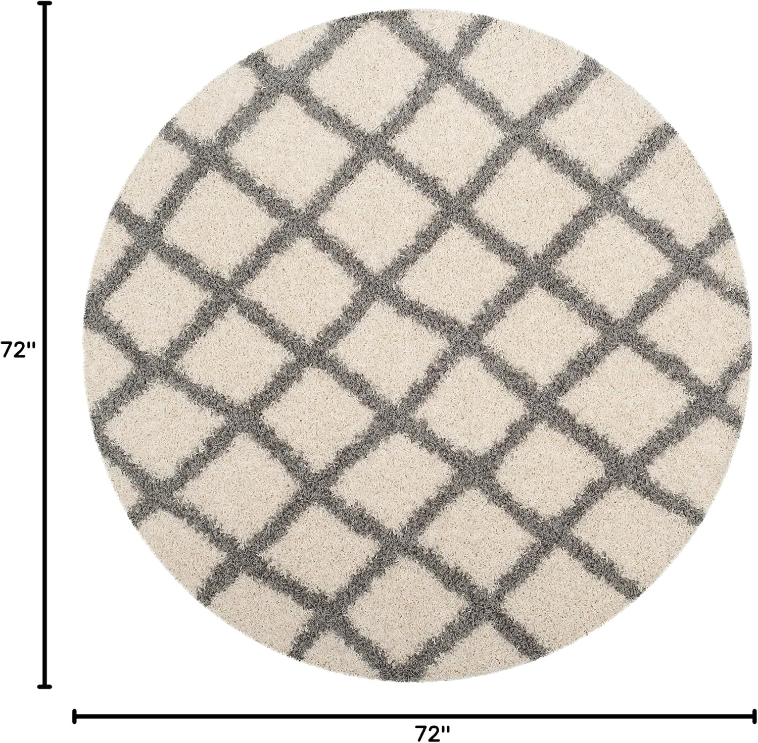 image:imageSAFAVIEH Dallas Shag Collection Area Rug 86 x 12 Dark Grey amp Ivory Trellis Design NonShedding amp Easy Care 15inch Thick Ideal for High Traffic Areas in Living Room Bedroom SGDS258AIvoryGrey
