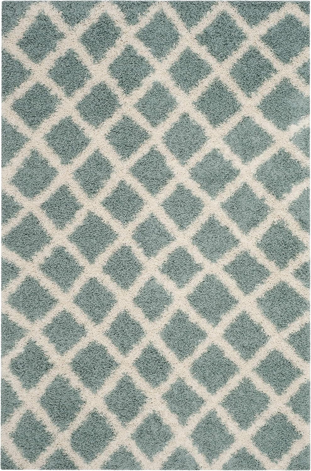 image:imageSAFAVIEH Dallas Shag Collection Area Rug 86 x 12 Dark Grey amp Ivory Trellis Design NonShedding amp Easy Care 15inch Thick Ideal for High Traffic Areas in Living Room Bedroom SGDS258ASeafoamIvory