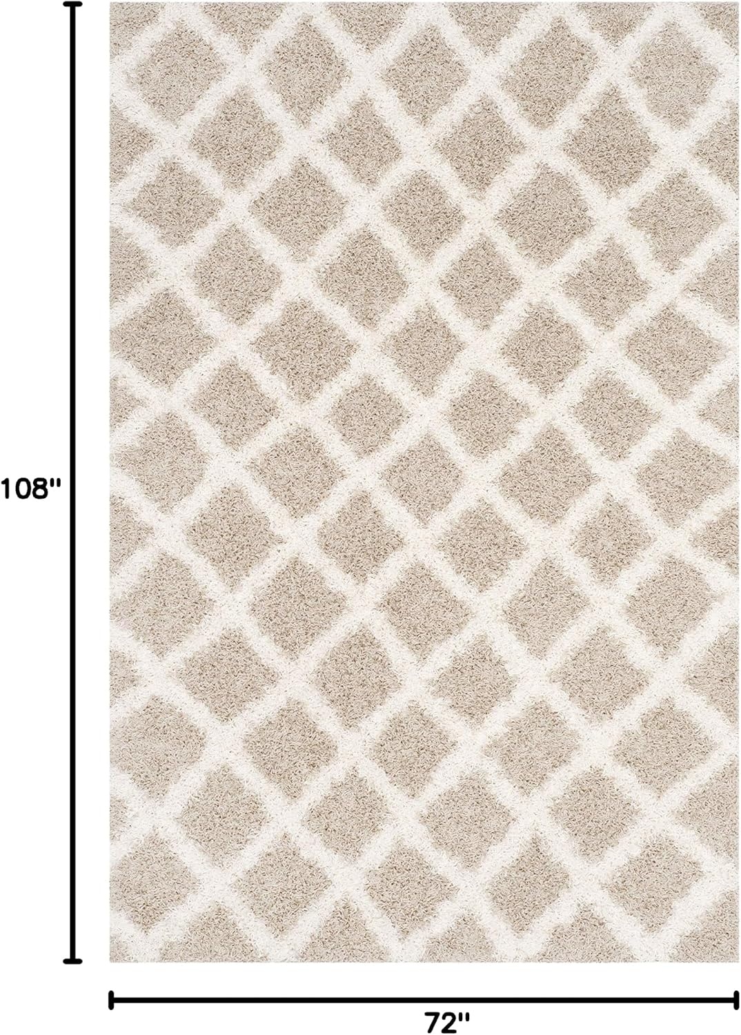 image:imageSAFAVIEH Dallas Shag Collection Area Rug 86 x 12 Dark Grey amp Ivory Trellis Design NonShedding amp Easy Care 15inch Thick Ideal for High Traffic Areas in Living Room Bedroom SGDS258ABeigeIvory