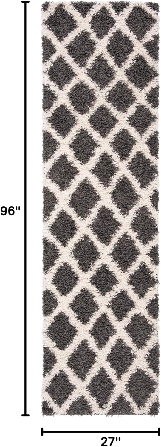 image:imageSAFAVIEH Dallas Shag Collection Area Rug 86 x 12 Dark Grey amp Ivory Trellis Design NonShedding amp Easy Care 15inch Thick Ideal for High Traffic Areas in Living Room Bedroom SGDS258ADark GreyIvory