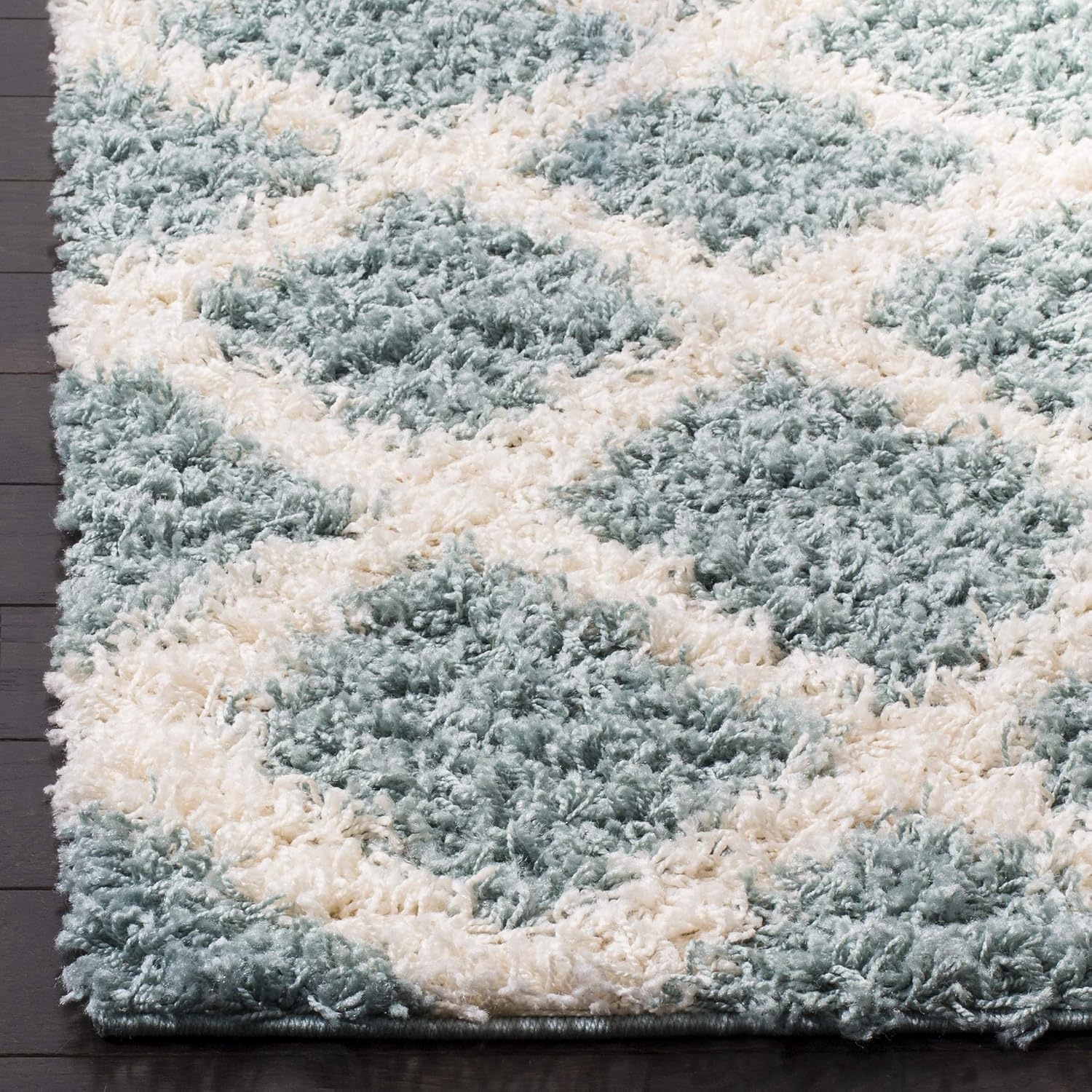 image:imageSAFAVIEH Dallas Shag Collection Area Rug 86 x 12 Dark Grey amp Ivory Trellis Design NonShedding amp Easy Care 15inch Thick Ideal for High Traffic Areas in Living Room Bedroom SGDS258ASeafoamIvory