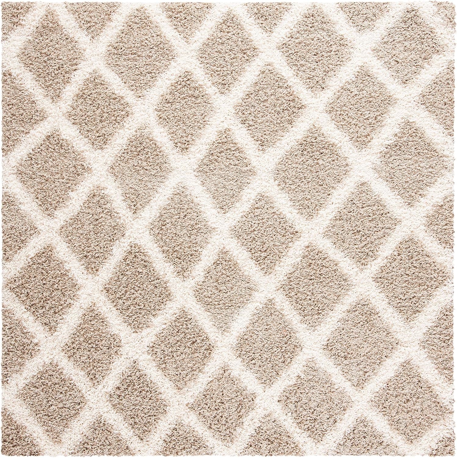 image:imageSAFAVIEH Dallas Shag Collection Area Rug 86 x 12 Dark Grey amp Ivory Trellis Design NonShedding amp Easy Care 15inch Thick Ideal for High Traffic Areas in Living Room Bedroom SGDS258ABeigeIvory
