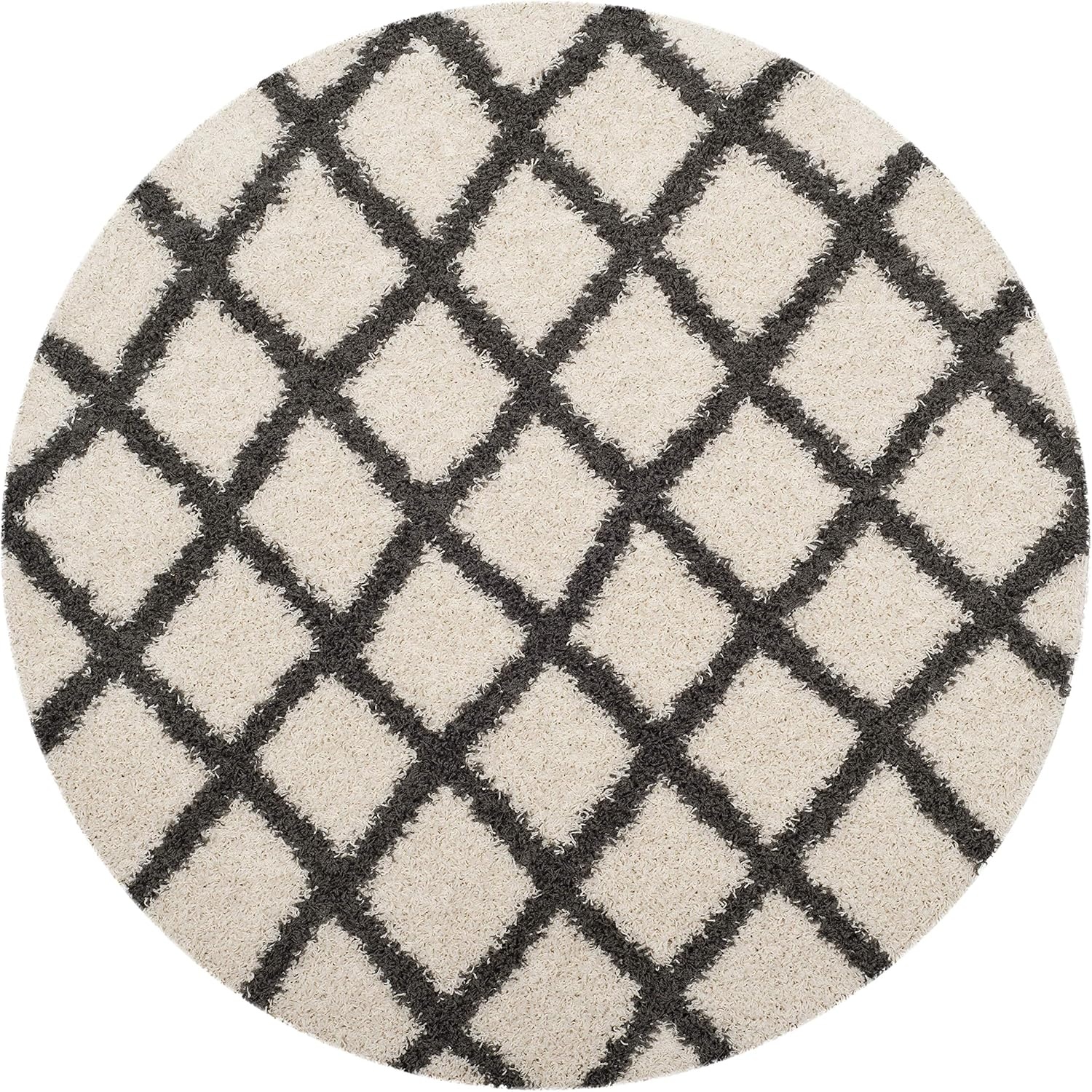 image:imageSAFAVIEH Dallas Shag Collection Area Rug 86 x 12 Dark Grey amp Ivory Trellis Design NonShedding amp Easy Care 15inch Thick Ideal for High Traffic Areas in Living Room Bedroom SGDS258AIvoryDark Grey