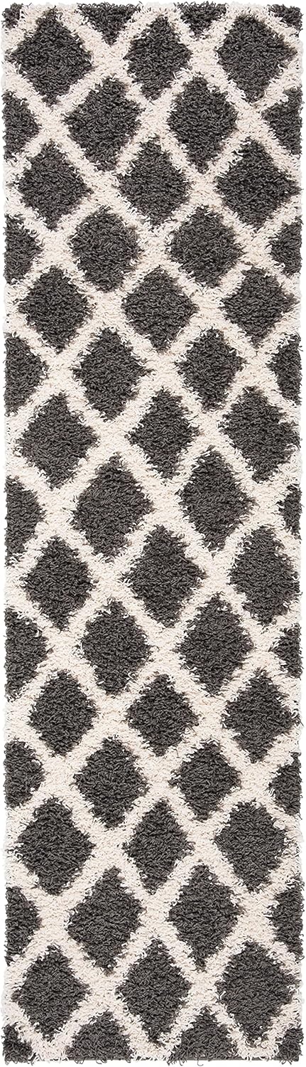 image:imageSAFAVIEH Dallas Shag Collection Area Rug 86 x 12 Dark Grey amp Ivory Trellis Design NonShedding amp Easy Care 15inch Thick Ideal for High Traffic Areas in Living Room Bedroom SGDS258ADark GreyIvory