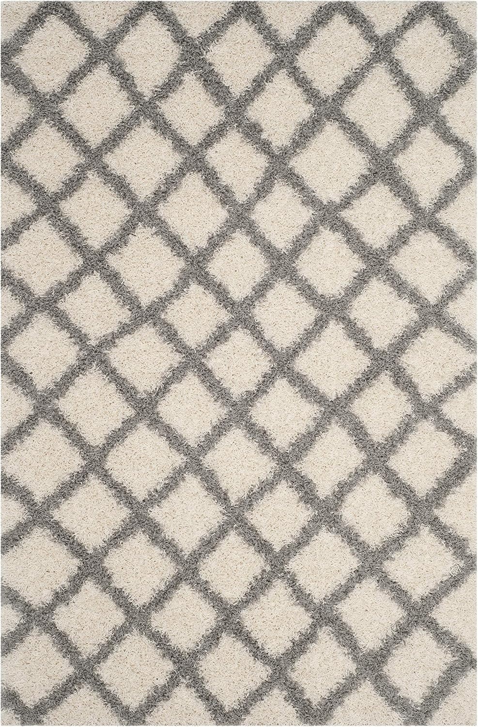 image:imageSAFAVIEH Dallas Shag Collection Area Rug 86 x 12 Dark Grey amp Ivory Trellis Design NonShedding amp Easy Care 15inch Thick Ideal for High Traffic Areas in Living Room Bedroom SGDS258AIvoryGrey