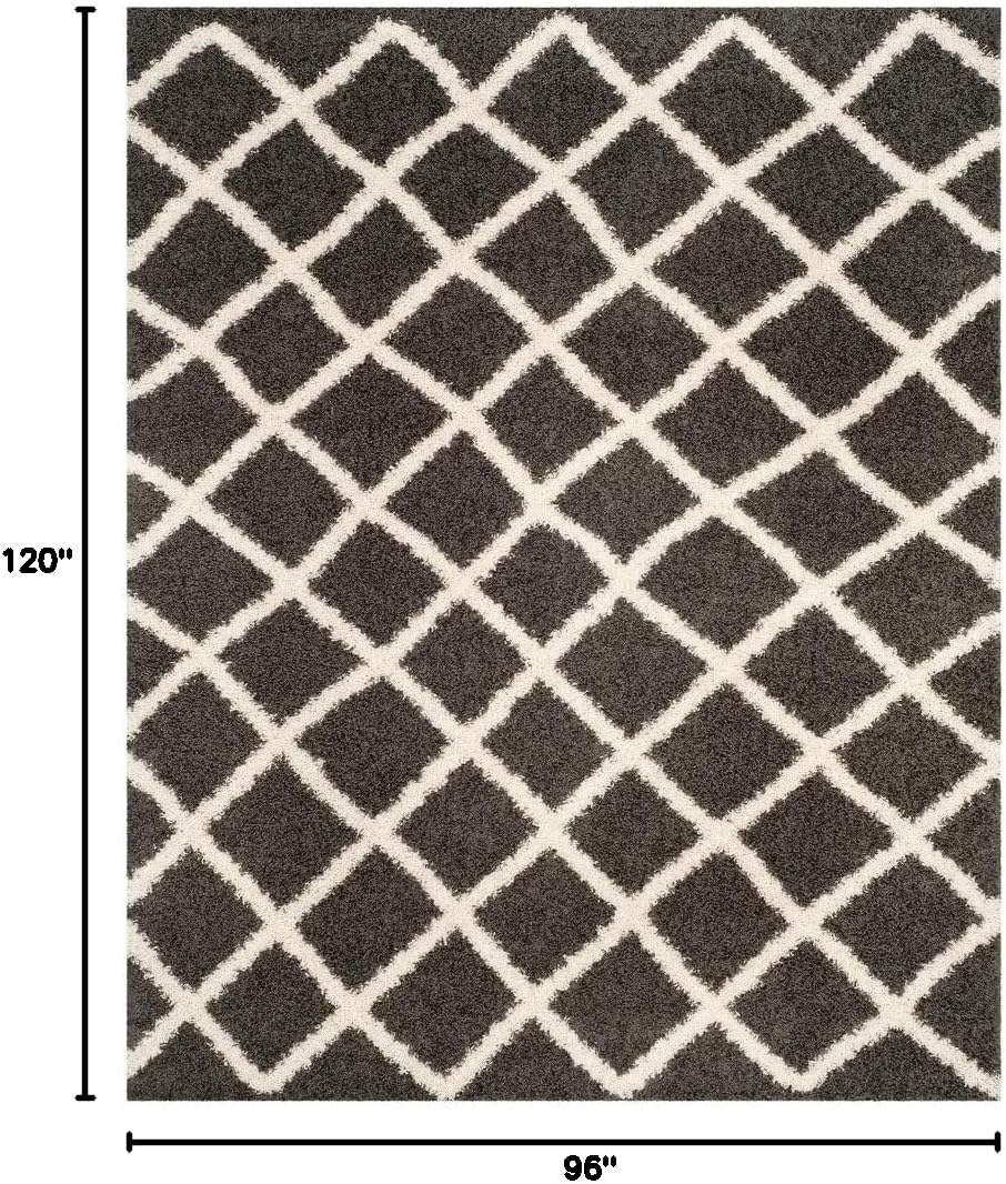 image:imageSAFAVIEH Dallas Shag Collection Area Rug 86 x 12 Dark Grey amp Ivory Trellis Design NonShedding amp Easy Care 15inch Thick Ideal for High Traffic Areas in Living Room Bedroom SGDS258AGreyIvory