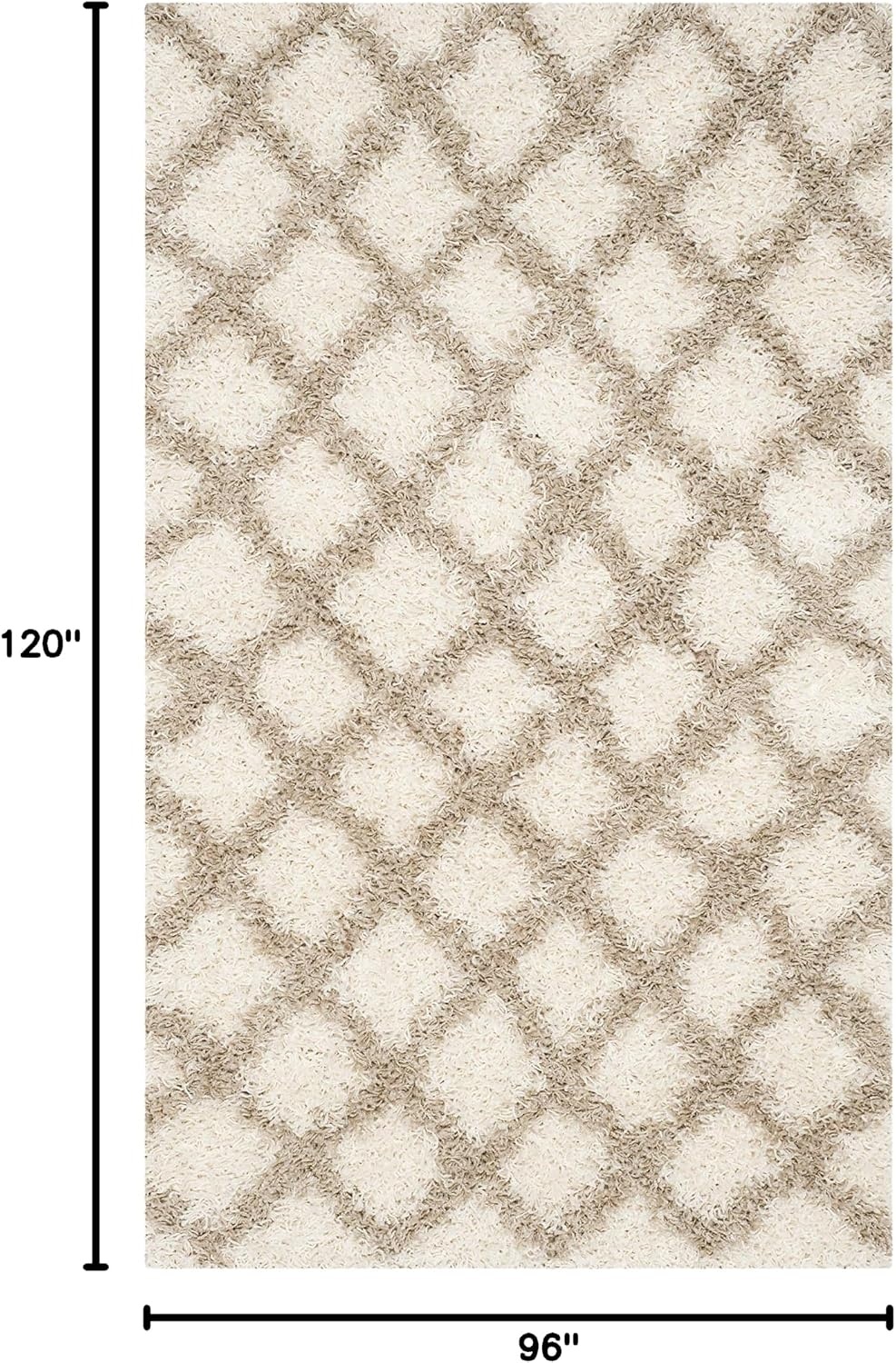image:imageSAFAVIEH Dallas Shag Collection Area Rug 86 x 12 Dark Grey amp Ivory Trellis Design NonShedding amp Easy Care 15inch Thick Ideal for High Traffic Areas in Living Room Bedroom SGDS258AIvoryBeige