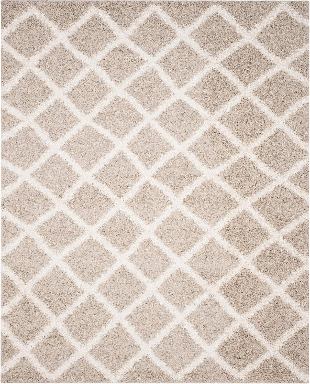 image:imageSAFAVIEH Dallas Shag Collection Area Rug 86 x 12 Dark Grey amp Ivory Trellis Design NonShedding amp Easy Care 15inch Thick Ideal for High Traffic Areas in Living Room Bedroom SGDS258ABeigeIvory