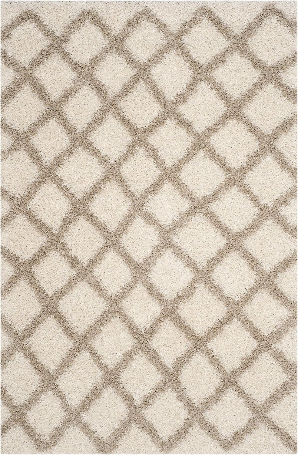 image:imageSAFAVIEH Dallas Shag Collection Area Rug 86 x 12 Dark Grey amp Ivory Trellis Design NonShedding amp Easy Care 15inch Thick Ideal for High Traffic Areas in Living Room Bedroom SGDS258AIvoryBeige