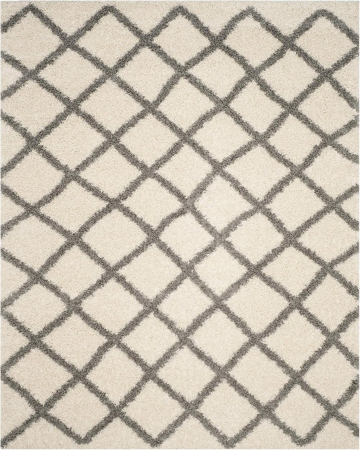 image:imageSAFAVIEH Dallas Shag Collection Area Rug 86 x 12 Dark Grey amp Ivory Trellis Design NonShedding amp Easy Care 15inch Thick Ideal for High Traffic Areas in Living Room Bedroom SGDS258AIvoryGrey