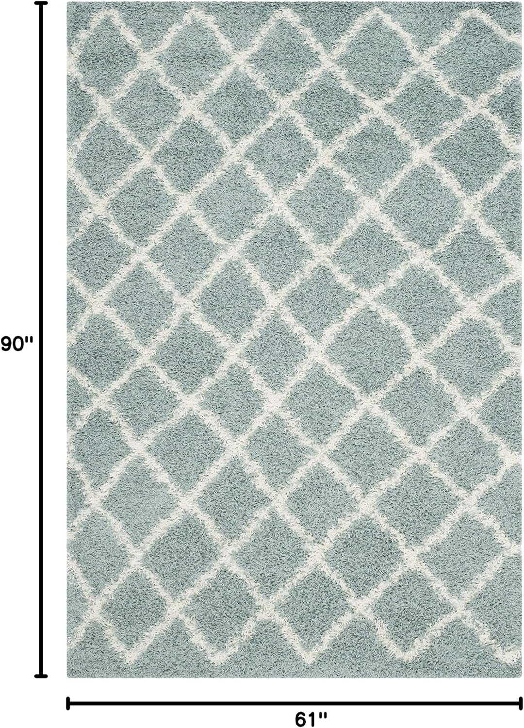 image:imageSAFAVIEH Dallas Shag Collection Area Rug 86 x 12 Dark Grey amp Ivory Trellis Design NonShedding amp Easy Care 15inch Thick Ideal for High Traffic Areas in Living Room Bedroom SGDS258ASeafoamIvory