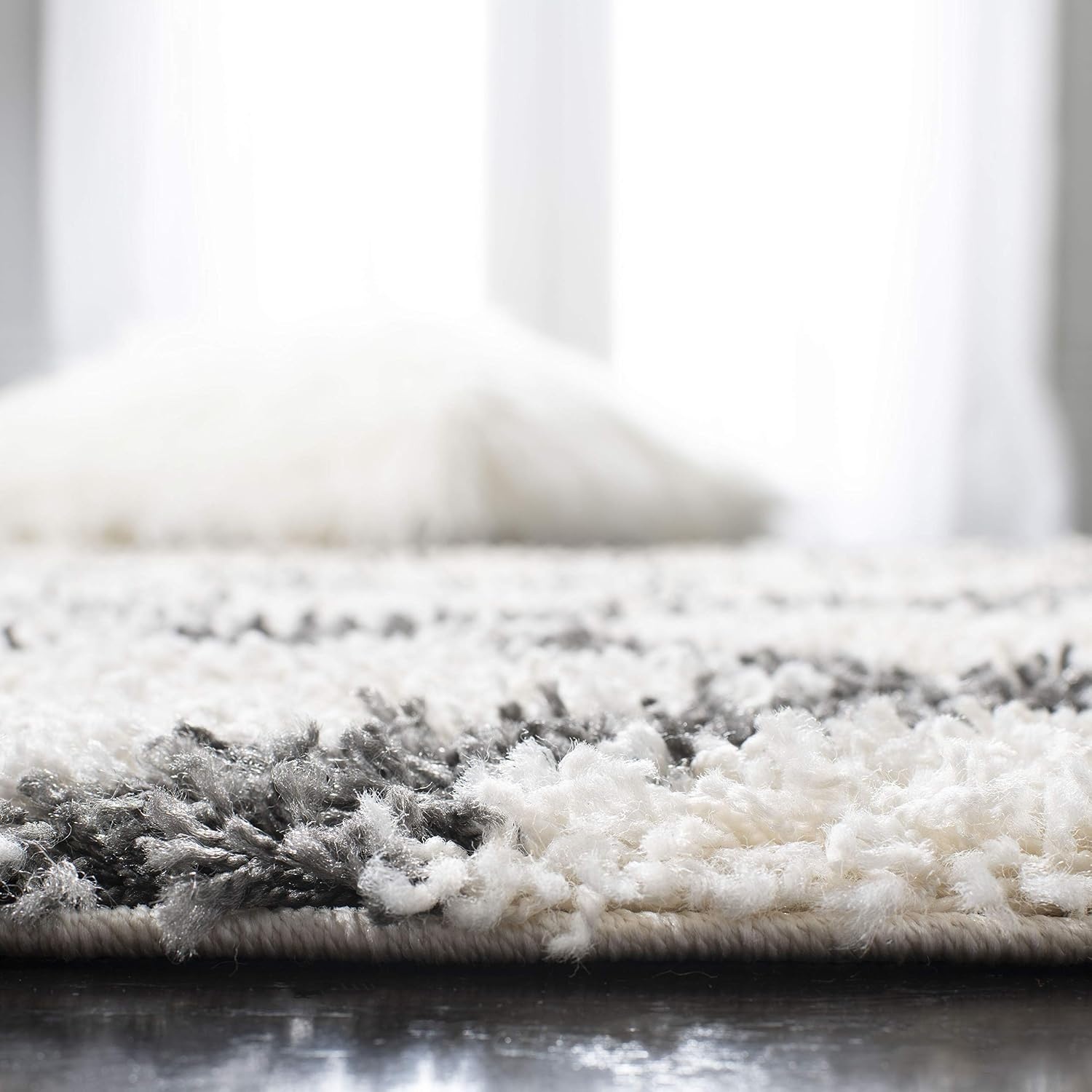 image:imageSAFAVIEH Dallas Shag Collection Area Rug 86 x 12 Dark Grey amp Ivory Trellis Design NonShedding amp Easy Care 15inch Thick Ideal for High Traffic Areas in Living Room Bedroom SGDS258AIvoryDark Grey