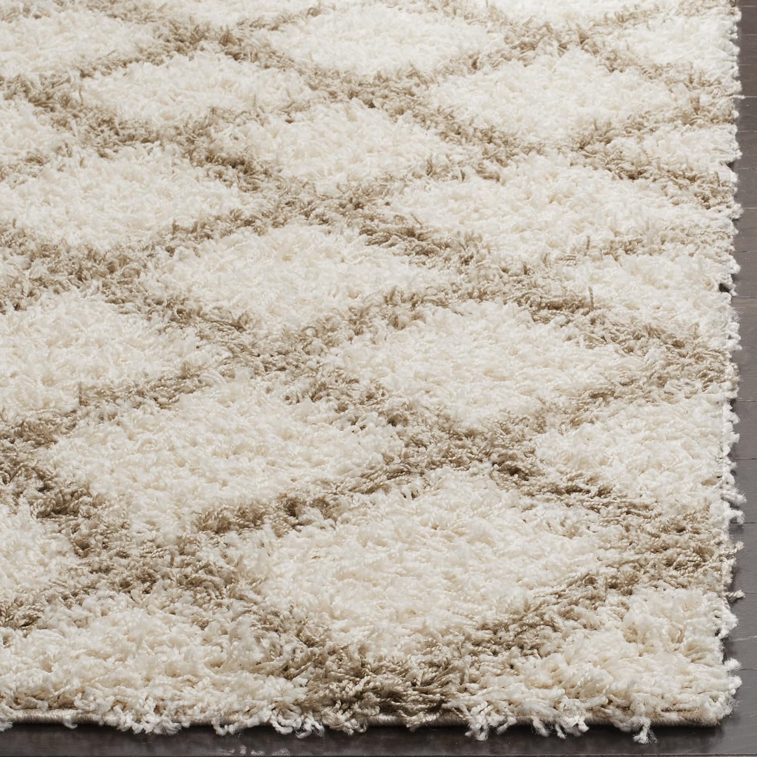image:imageSAFAVIEH Dallas Shag Collection Area Rug 86 x 12 Dark Grey amp Ivory Trellis Design NonShedding amp Easy Care 15inch Thick Ideal for High Traffic Areas in Living Room Bedroom SGDS258AIvoryBeige