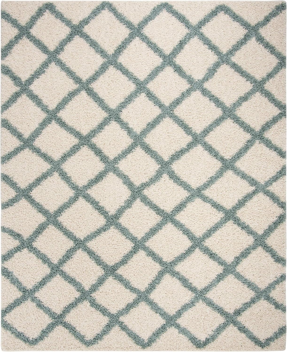 image:imageSAFAVIEH Dallas Shag Collection Area Rug 86 x 12 Dark Grey amp Ivory Trellis Design NonShedding amp Easy Care 15inch Thick Ideal for High Traffic Areas in Living Room Bedroom SGDS258AIvorySeafoam