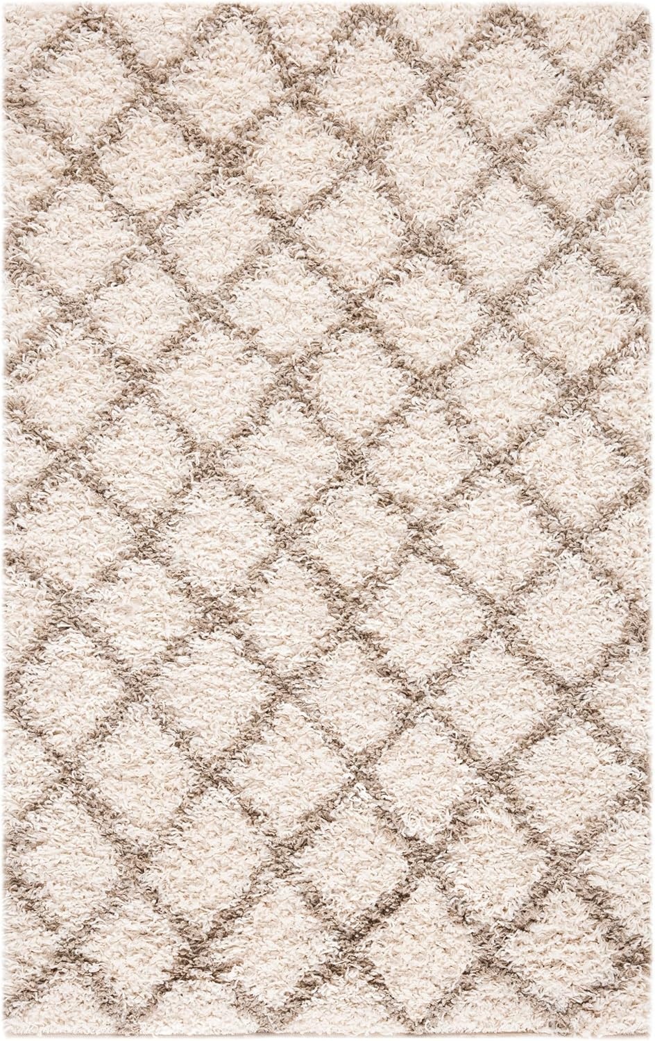 image:imageSAFAVIEH Dallas Shag Collection Area Rug 86 x 12 Dark Grey amp Ivory Trellis Design NonShedding amp Easy Care 15inch Thick Ideal for High Traffic Areas in Living Room Bedroom SGDS258AIvoryBeige