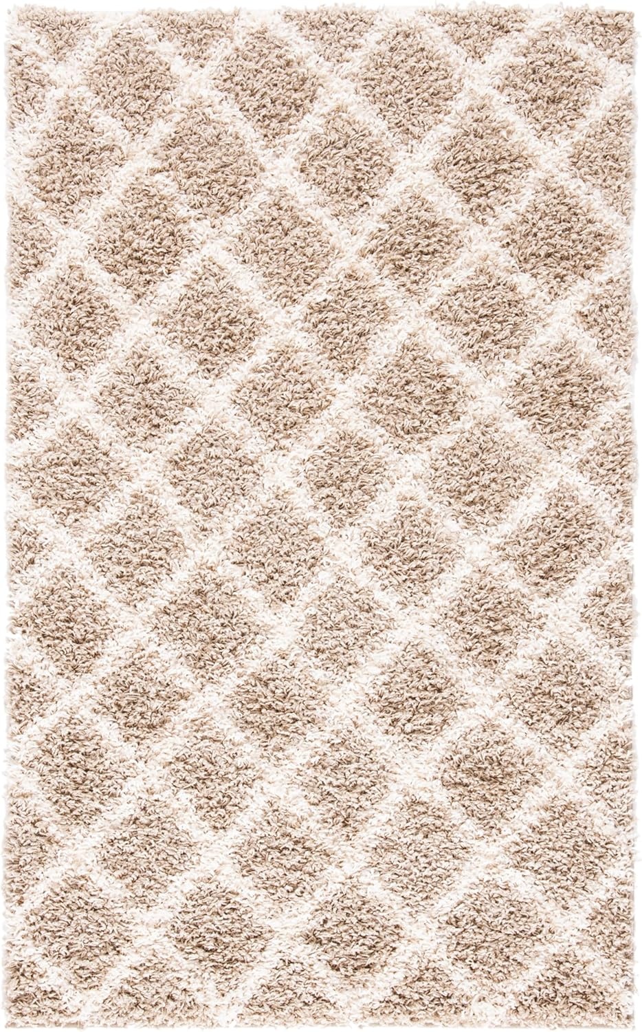 image:imageSAFAVIEH Dallas Shag Collection Area Rug 86 x 12 Dark Grey amp Ivory Trellis Design NonShedding amp Easy Care 15inch Thick Ideal for High Traffic Areas in Living Room Bedroom SGDS258ABeigeIvory