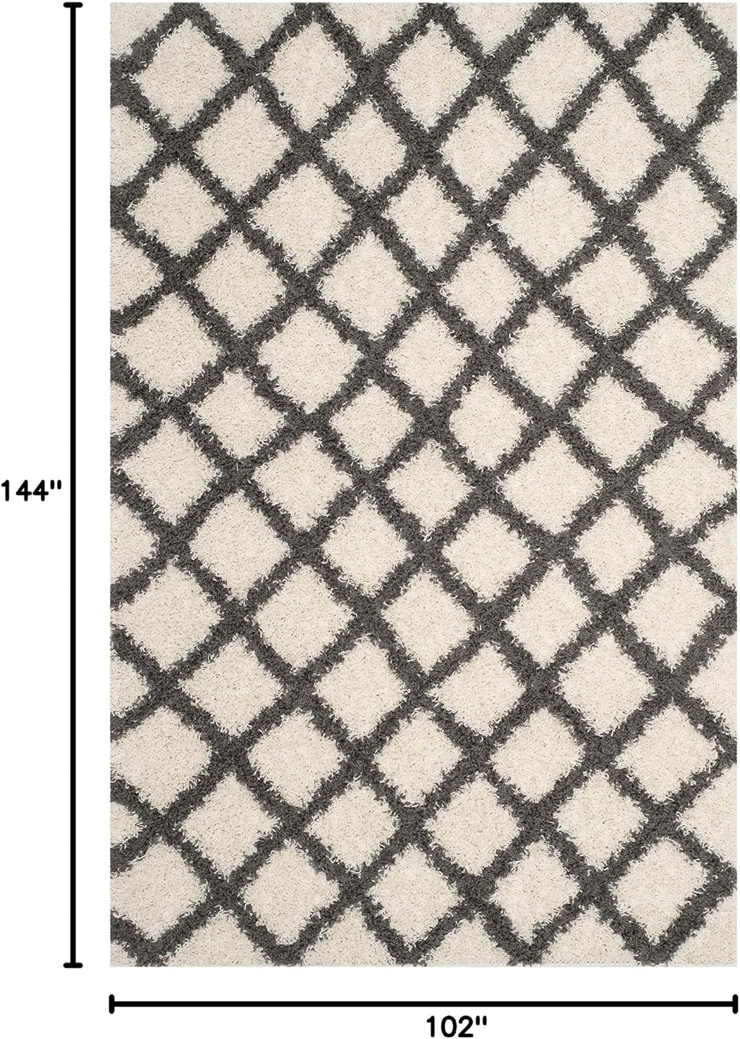 image:imageSAFAVIEH Dallas Shag Collection Area Rug 86 x 12 Dark Grey amp Ivory Trellis Design NonShedding amp Easy Care 15inch Thick Ideal for High Traffic Areas in Living Room Bedroom SGDS258AIvoryDark Grey