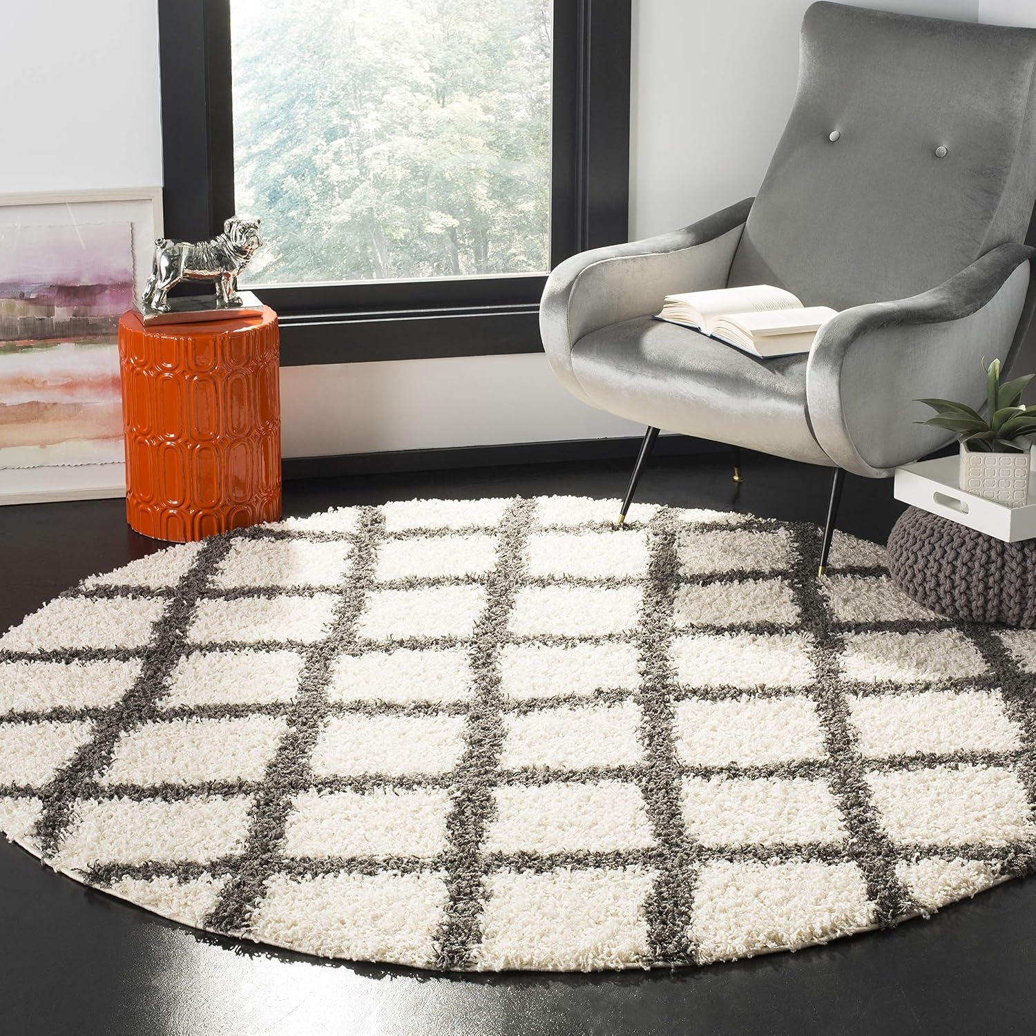image:imageSAFAVIEH Dallas Shag Collection Area Rug 86 x 12 Dark Grey amp Ivory Trellis Design NonShedding amp Easy Care 15inch Thick Ideal for High Traffic Areas in Living Room Bedroom SGDS258AIvoryDark Grey
