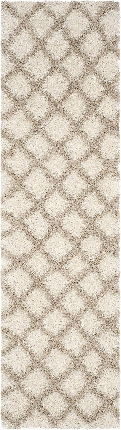 image:imageSAFAVIEH Dallas Shag Collection Area Rug 86 x 12 Dark Grey amp Ivory Trellis Design NonShedding amp Easy Care 15inch Thick Ideal for High Traffic Areas in Living Room Bedroom SGDS258AIvoryBeige