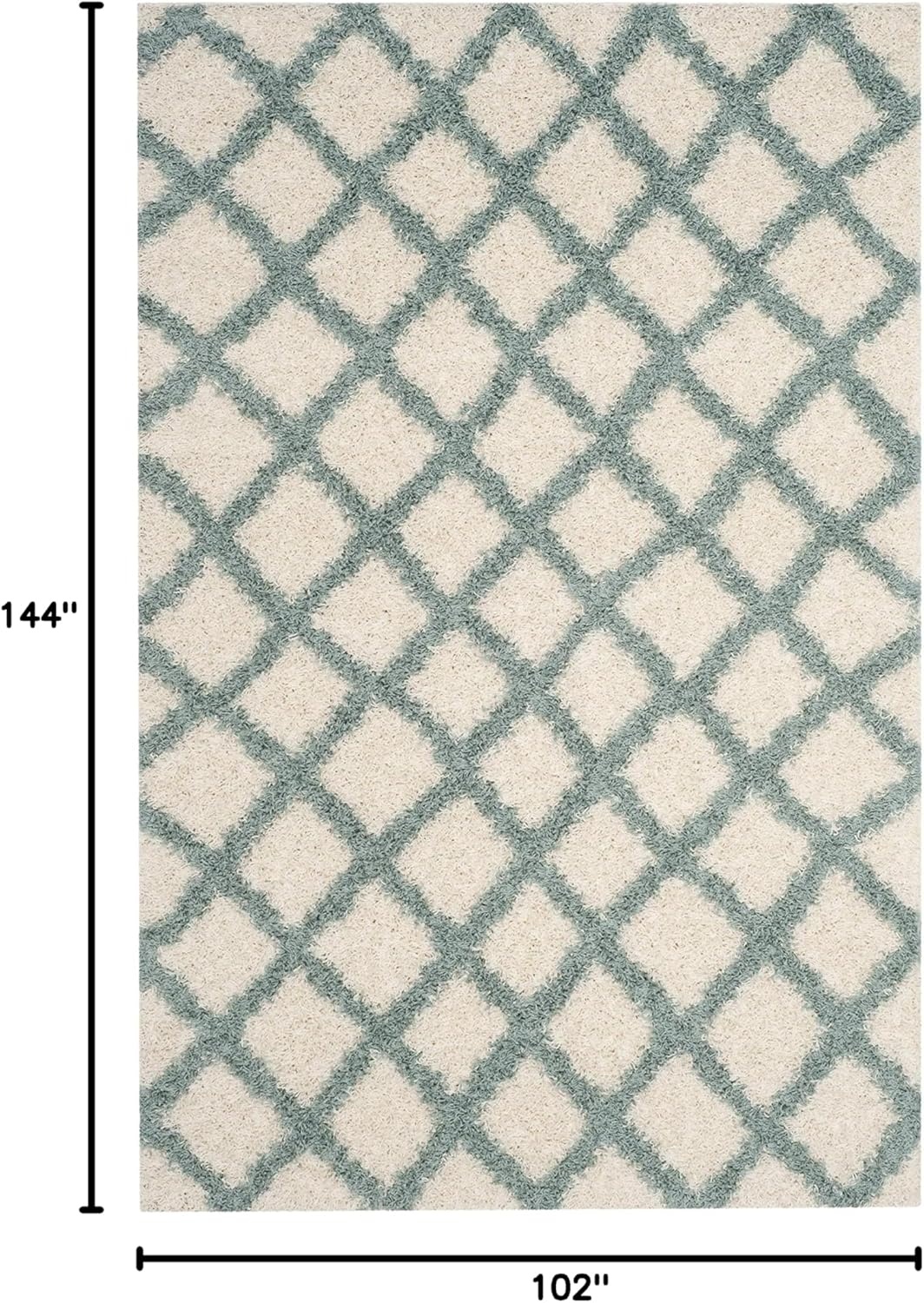 image:imageSAFAVIEH Dallas Shag Collection Area Rug 86 x 12 Dark Grey amp Ivory Trellis Design NonShedding amp Easy Care 15inch Thick Ideal for High Traffic Areas in Living Room Bedroom SGDS258AIvorySeafoam