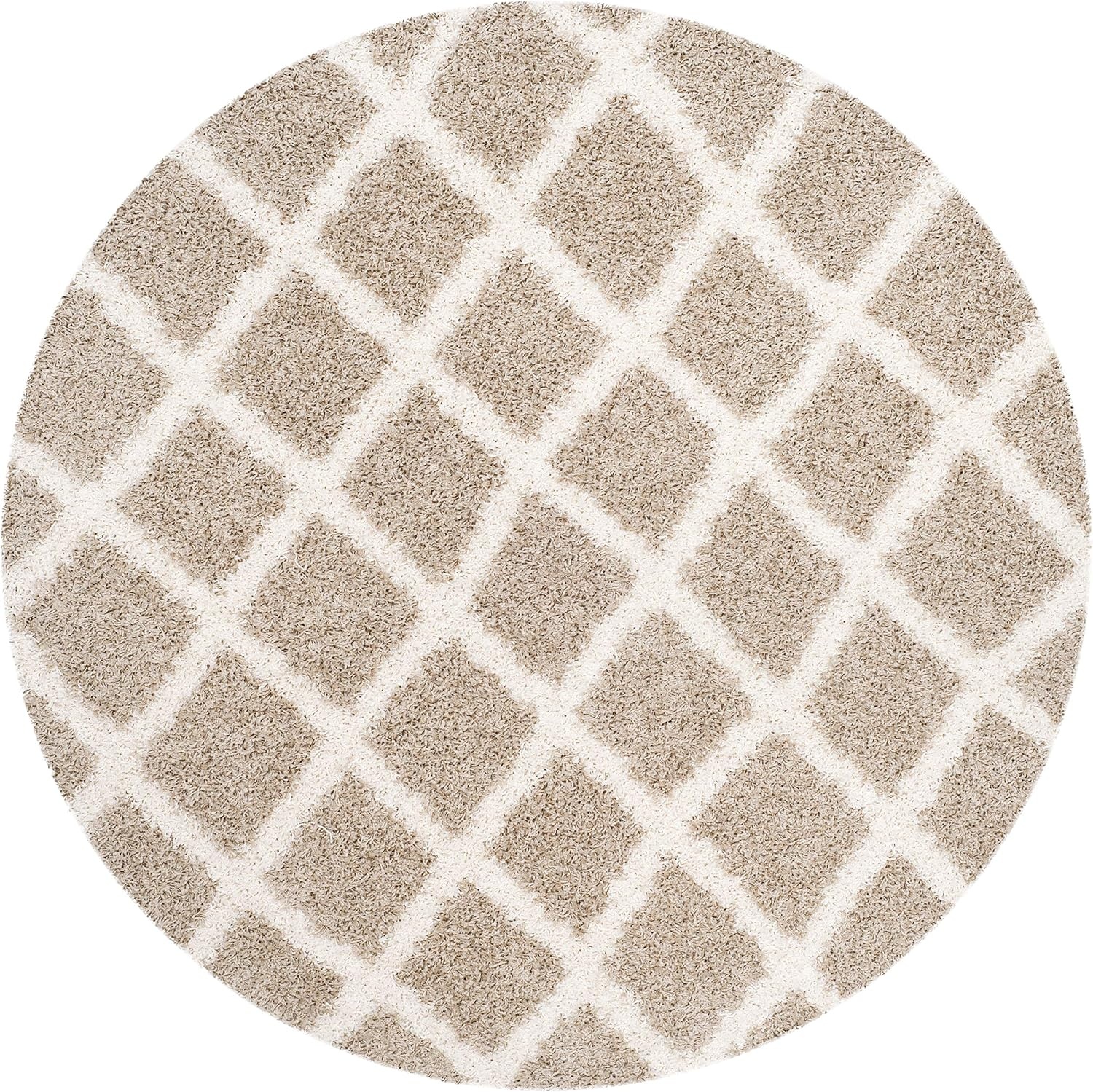 image:imageSAFAVIEH Dallas Shag Collection Area Rug 86 x 12 Dark Grey amp Ivory Trellis Design NonShedding amp Easy Care 15inch Thick Ideal for High Traffic Areas in Living Room Bedroom SGDS258ABeigeIvory