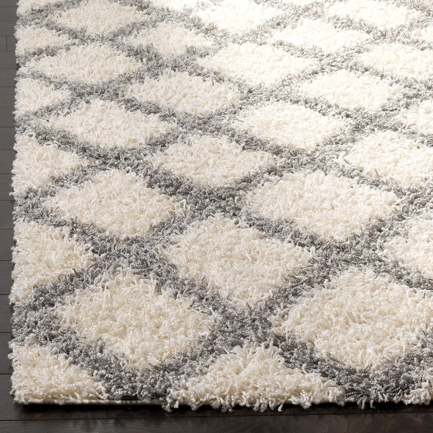 image:imageSAFAVIEH Dallas Shag Collection Area Rug 86 x 12 Dark Grey amp Ivory Trellis Design NonShedding amp Easy Care 15inch Thick Ideal for High Traffic Areas in Living Room Bedroom SGDS258AIvoryGrey