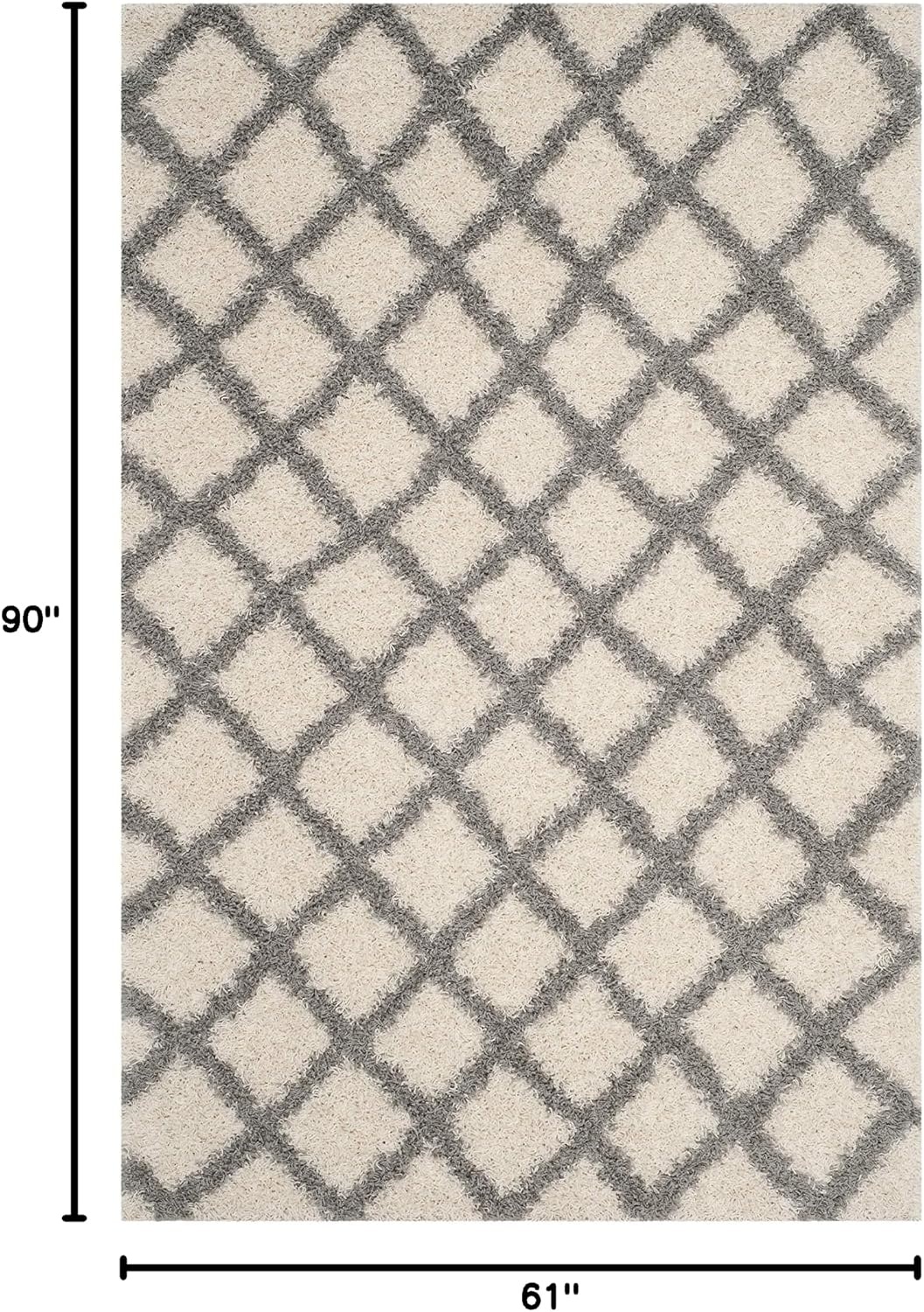 image:imageSAFAVIEH Dallas Shag Collection Area Rug 86 x 12 Dark Grey amp Ivory Trellis Design NonShedding amp Easy Care 15inch Thick Ideal for High Traffic Areas in Living Room Bedroom SGDS258AIvoryGrey