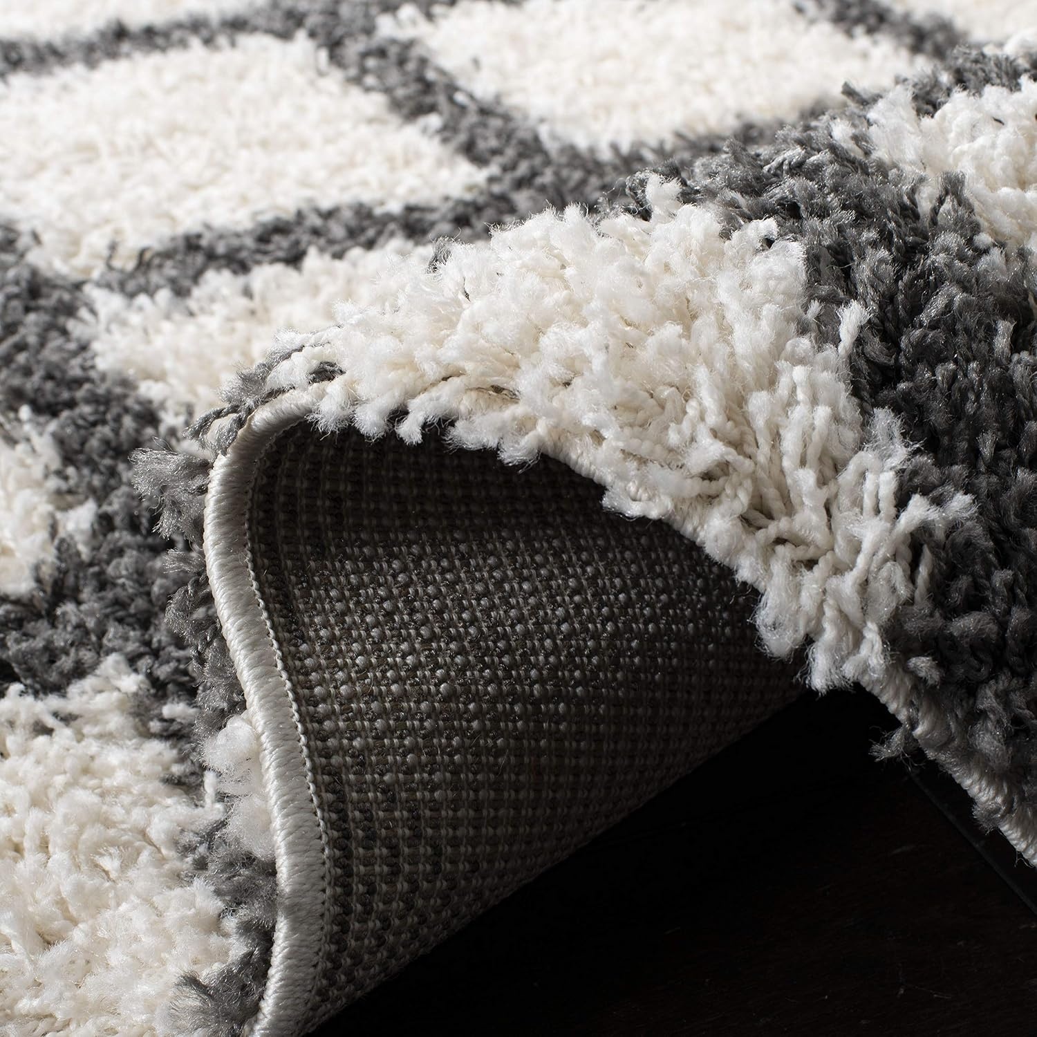 image:imageSAFAVIEH Dallas Shag Collection Area Rug 86 x 12 Dark Grey amp Ivory Trellis Design NonShedding amp Easy Care 15inch Thick Ideal for High Traffic Areas in Living Room Bedroom SGDS258AIvoryDark Grey