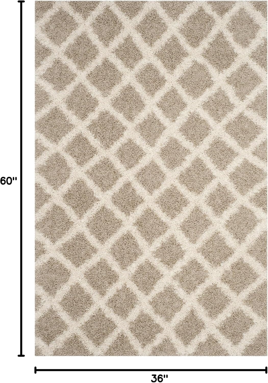 image:imageSAFAVIEH Dallas Shag Collection Area Rug 86 x 12 Dark Grey amp Ivory Trellis Design NonShedding amp Easy Care 15inch Thick Ideal for High Traffic Areas in Living Room Bedroom SGDS258ABeigeIvory