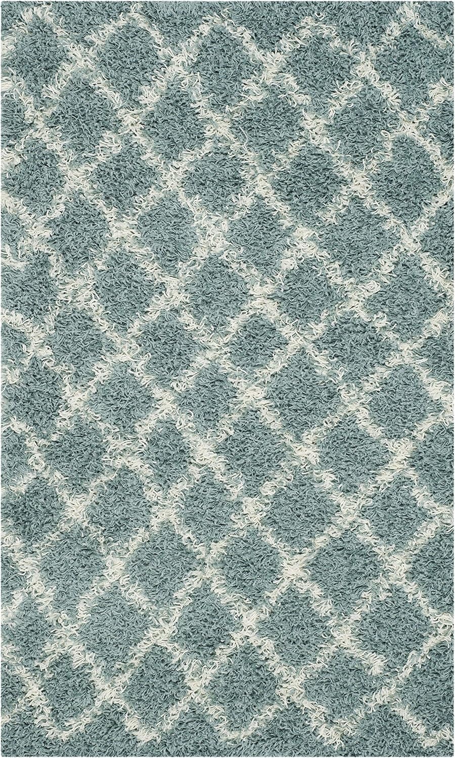 image:imageSAFAVIEH Dallas Shag Collection Area Rug 86 x 12 Dark Grey amp Ivory Trellis Design NonShedding amp Easy Care 15inch Thick Ideal for High Traffic Areas in Living Room Bedroom SGDS258ASeafoamIvory