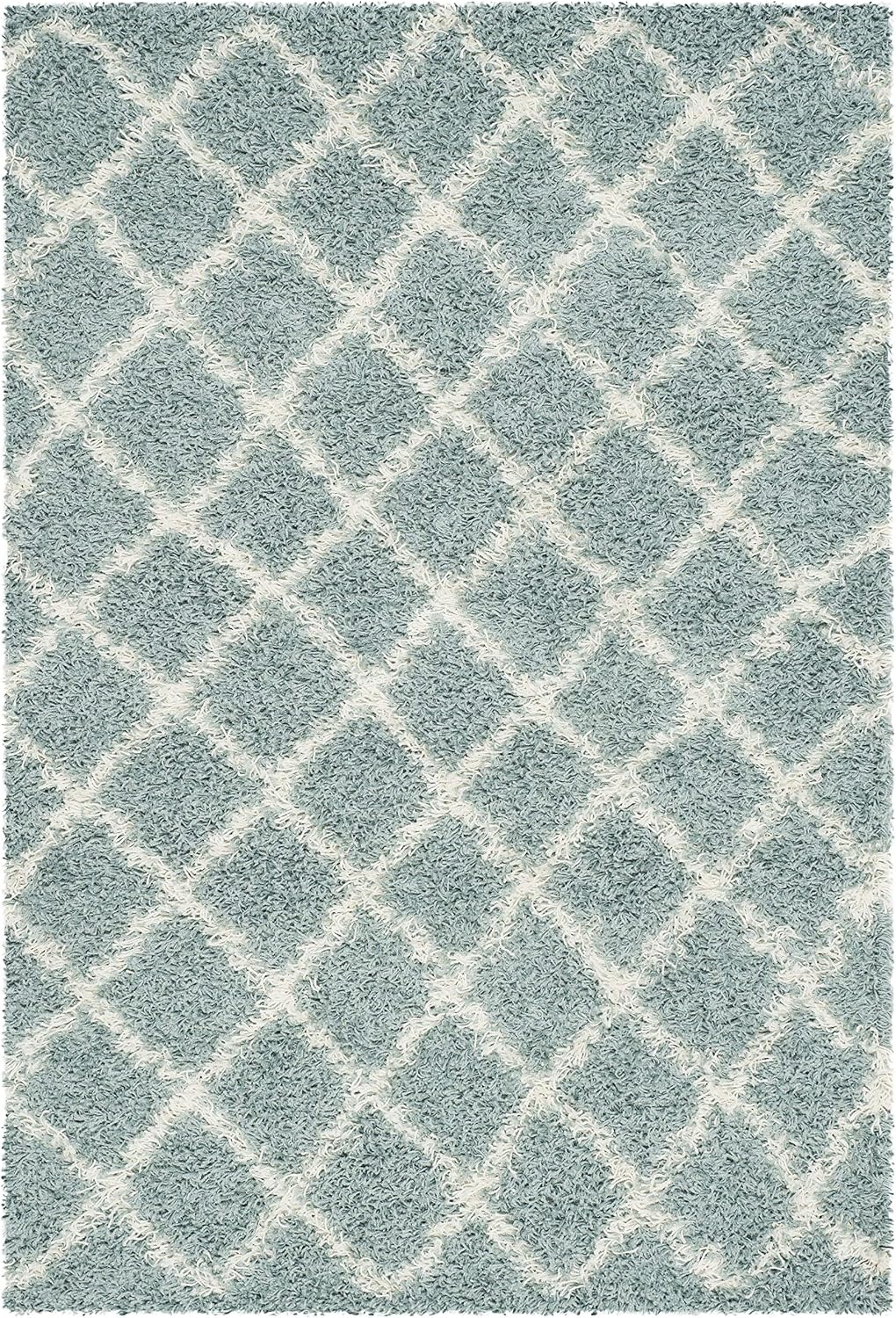 image:imageSAFAVIEH Dallas Shag Collection Area Rug 86 x 12 Dark Grey amp Ivory Trellis Design NonShedding amp Easy Care 15inch Thick Ideal for High Traffic Areas in Living Room Bedroom SGDS258ASeafoamIvory