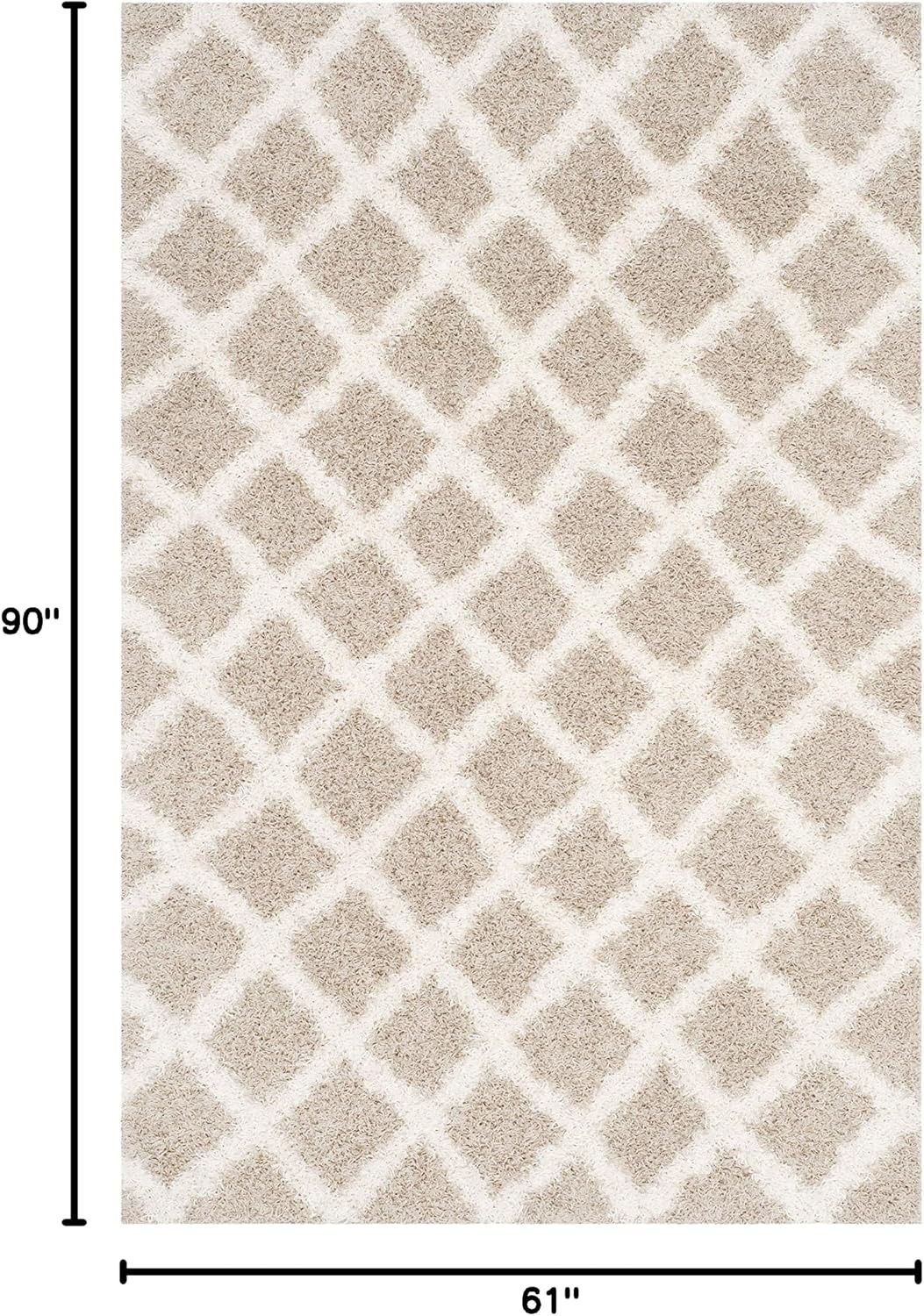 image:imageSAFAVIEH Dallas Shag Collection Area Rug 86 x 12 Dark Grey amp Ivory Trellis Design NonShedding amp Easy Care 15inch Thick Ideal for High Traffic Areas in Living Room Bedroom SGDS258ABeigeIvory