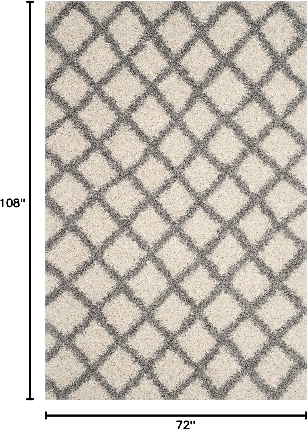 image:imageSAFAVIEH Dallas Shag Collection Area Rug 86 x 12 Dark Grey amp Ivory Trellis Design NonShedding amp Easy Care 15inch Thick Ideal for High Traffic Areas in Living Room Bedroom SGDS258AIvoryGrey