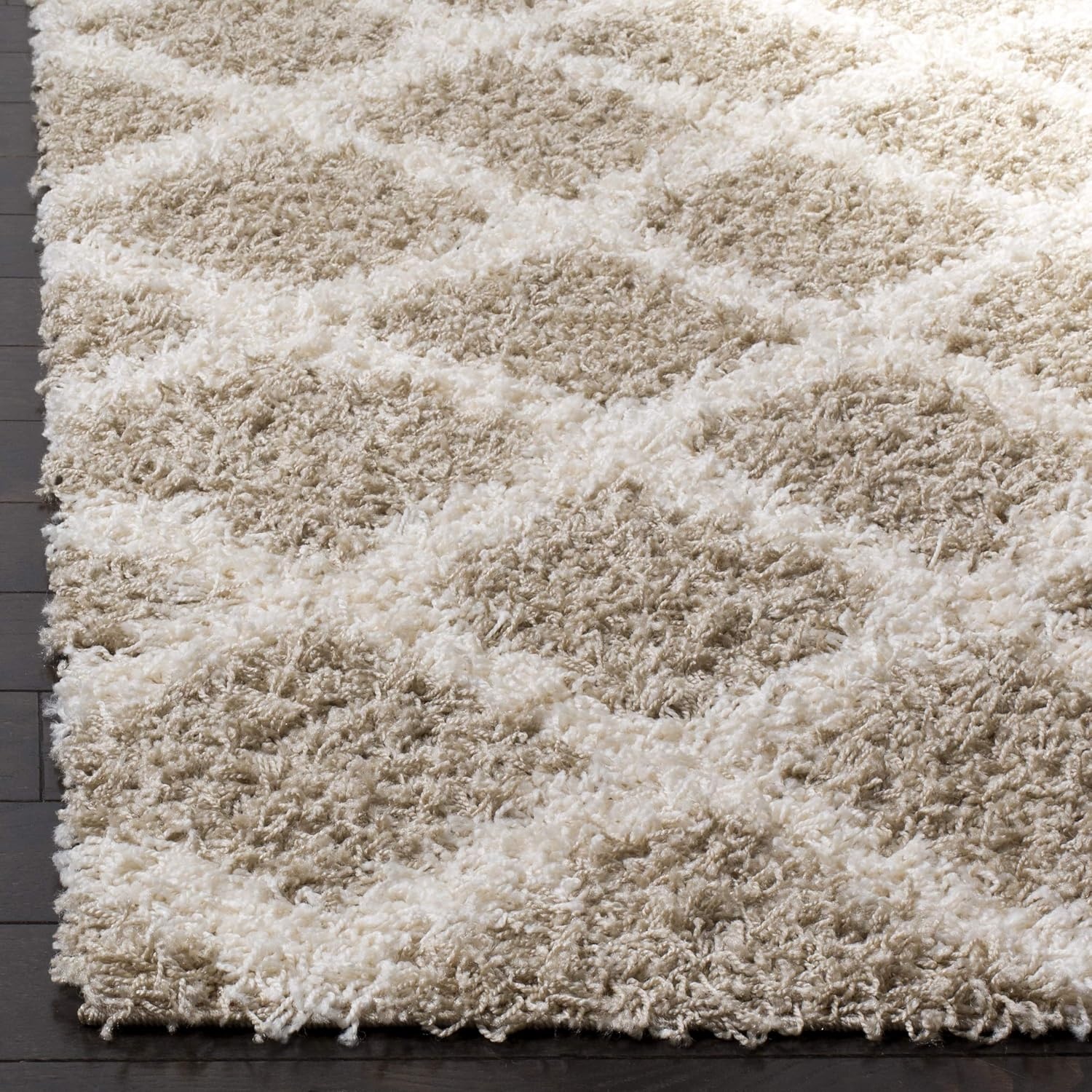 image:imageSAFAVIEH Dallas Shag Collection Area Rug 86 x 12 Dark Grey amp Ivory Trellis Design NonShedding amp Easy Care 15inch Thick Ideal for High Traffic Areas in Living Room Bedroom SGDS258ABeigeIvory