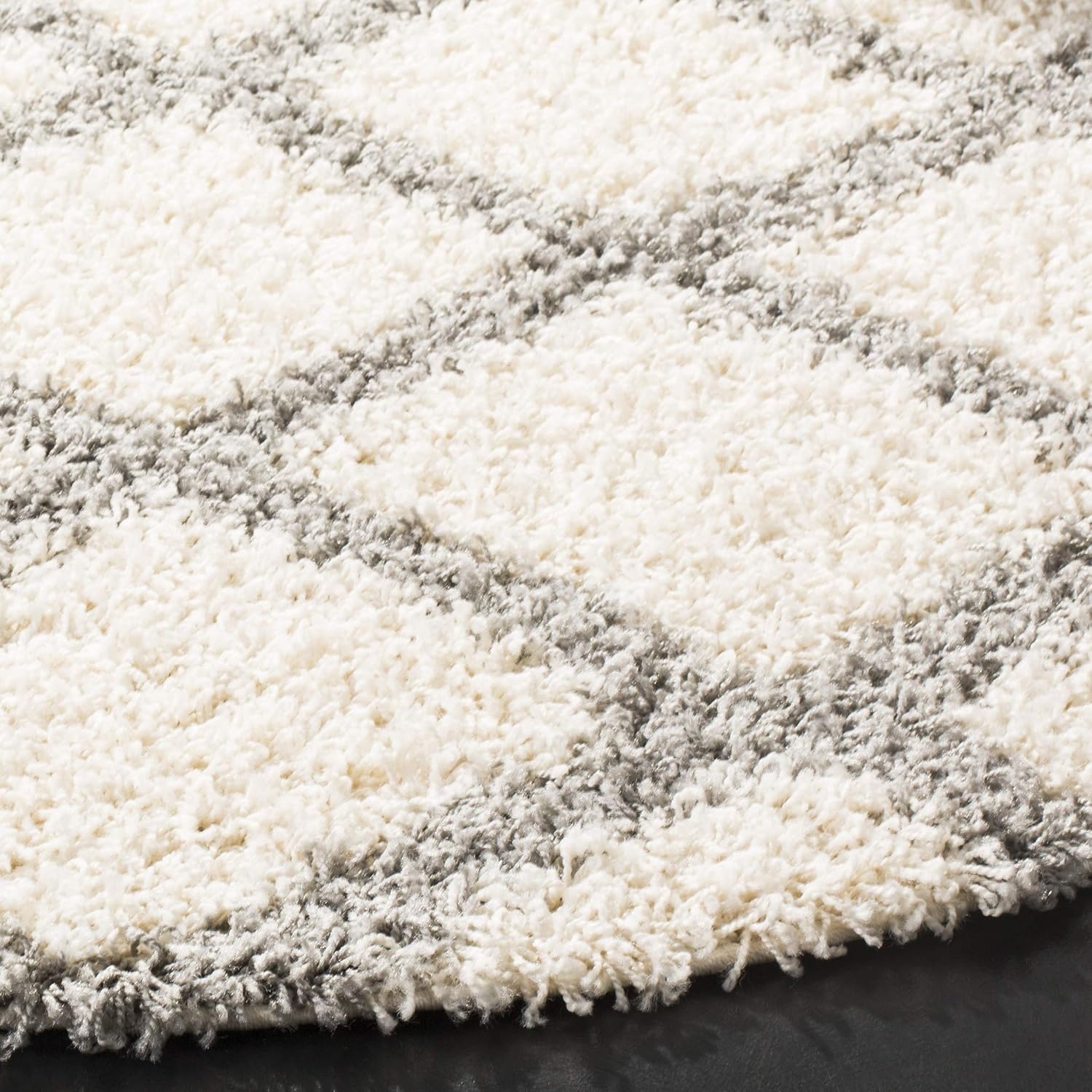 image:imageSAFAVIEH Dallas Shag Collection Area Rug 86 x 12 Dark Grey amp Ivory Trellis Design NonShedding amp Easy Care 15inch Thick Ideal for High Traffic Areas in Living Room Bedroom SGDS258AIvoryGrey