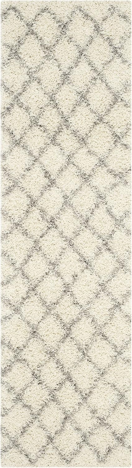 image:imageSAFAVIEH Dallas Shag Collection Area Rug 86 x 12 Dark Grey amp Ivory Trellis Design NonShedding amp Easy Care 15inch Thick Ideal for High Traffic Areas in Living Room Bedroom SGDS258AIvoryGrey