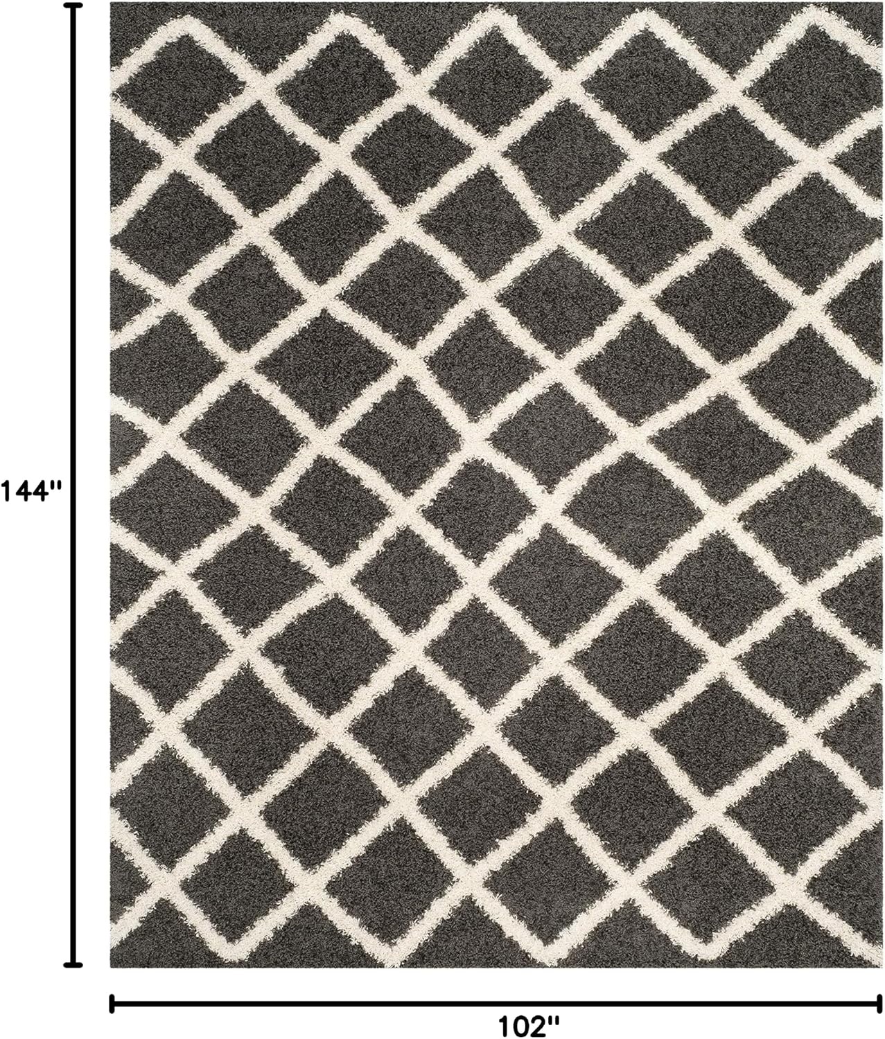 image:imageSAFAVIEH Dallas Shag Collection Area Rug 86 x 12 Dark Grey amp Ivory Trellis Design NonShedding amp Easy Care 15inch Thick Ideal for High Traffic Areas in Living Room Bedroom SGDS258ADark GreyIvory