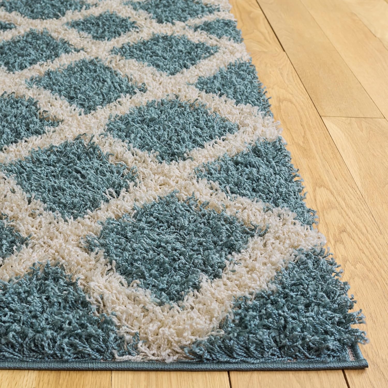 image:imageSAFAVIEH Dallas Shag Collection Area Rug 86 x 12 Dark Grey amp Ivory Trellis Design NonShedding amp Easy Care 15inch Thick Ideal for High Traffic Areas in Living Room Bedroom SGDS258ASeafoamIvory