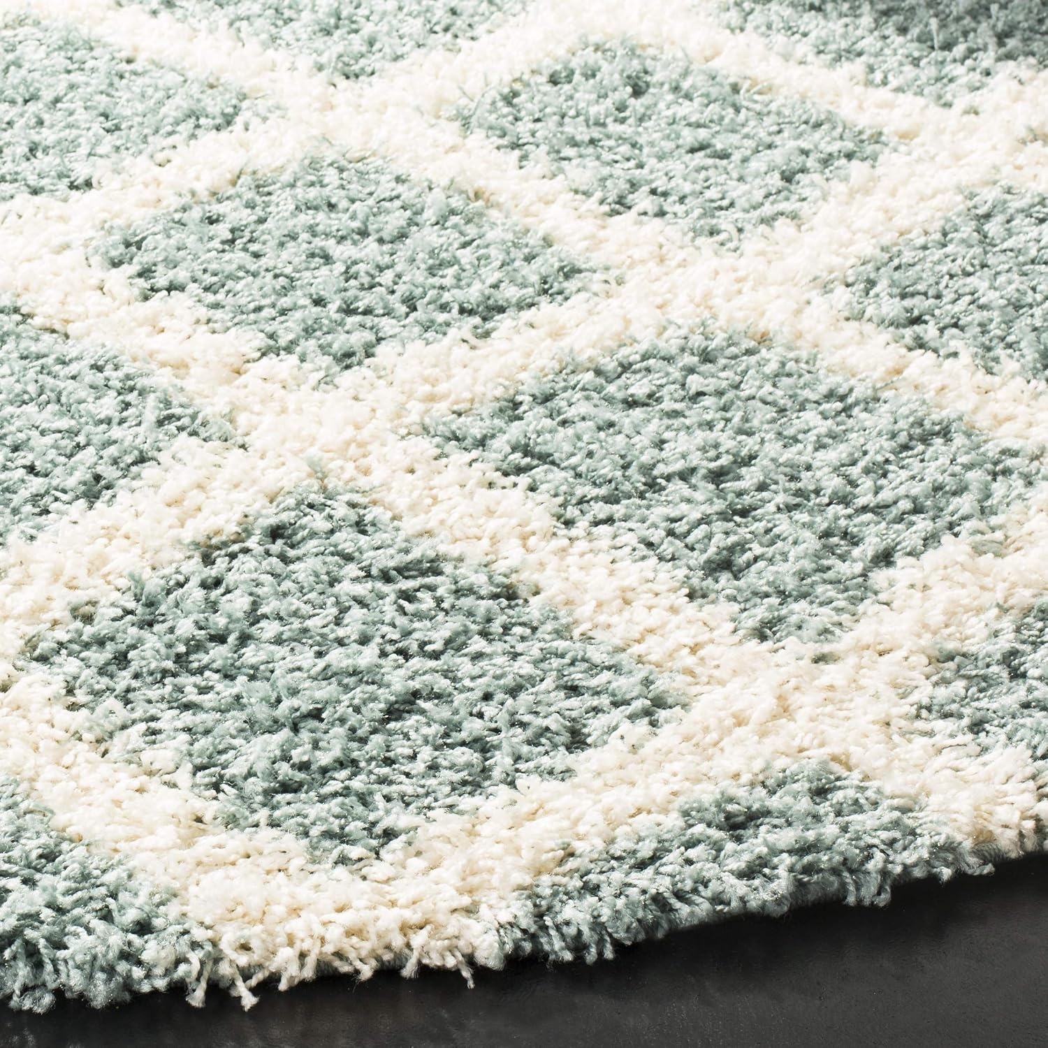 image:imageSAFAVIEH Dallas Shag Collection Area Rug 86 x 12 Dark Grey amp Ivory Trellis Design NonShedding amp Easy Care 15inch Thick Ideal for High Traffic Areas in Living Room Bedroom SGDS258ASeafoamIvory