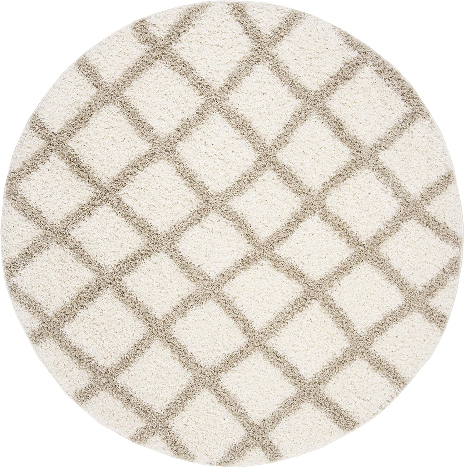 image:imageSAFAVIEH Dallas Shag Collection Area Rug 86 x 12 Dark Grey amp Ivory Trellis Design NonShedding amp Easy Care 15inch Thick Ideal for High Traffic Areas in Living Room Bedroom SGDS258AIvoryBeige