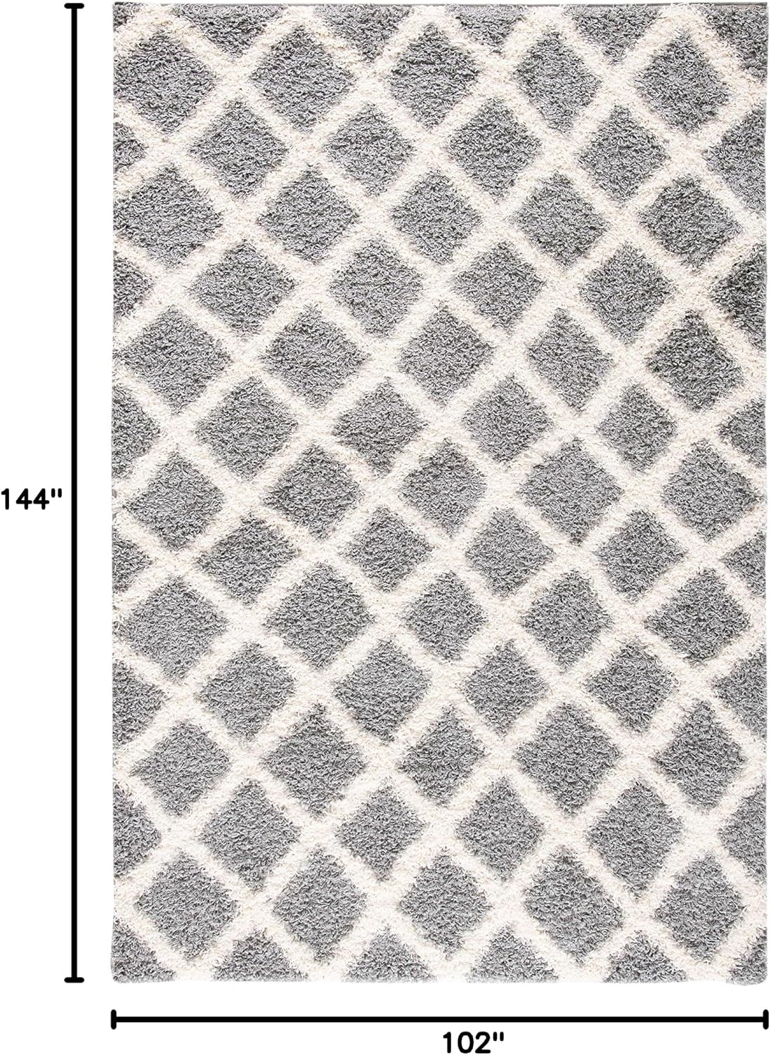 image:imageSAFAVIEH Dallas Shag Collection Area Rug 86 x 12 Dark Grey amp Ivory Trellis Design NonShedding amp Easy Care 15inch Thick Ideal for High Traffic Areas in Living Room Bedroom SGDS258AGreyIvory