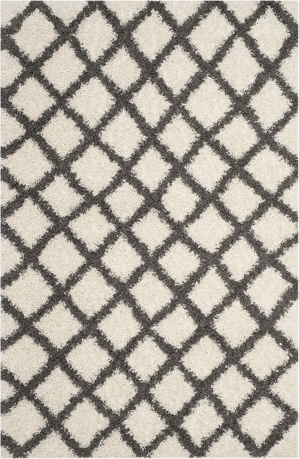 image:imageSAFAVIEH Dallas Shag Collection Area Rug 86 x 12 Dark Grey amp Ivory Trellis Design NonShedding amp Easy Care 15inch Thick Ideal for High Traffic Areas in Living Room Bedroom SGDS258AIvoryDark Grey