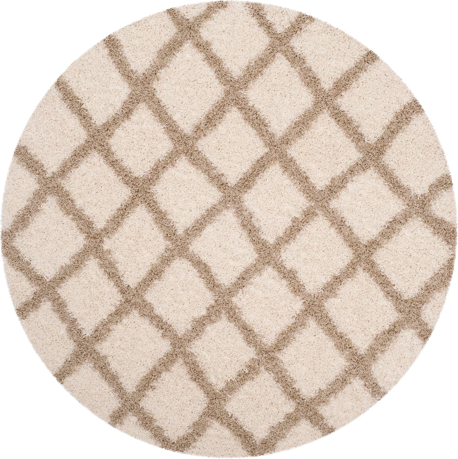 image:imageSAFAVIEH Dallas Shag Collection Area Rug 86 x 12 Dark Grey amp Ivory Trellis Design NonShedding amp Easy Care 15inch Thick Ideal for High Traffic Areas in Living Room Bedroom SGDS258AIvoryBeige